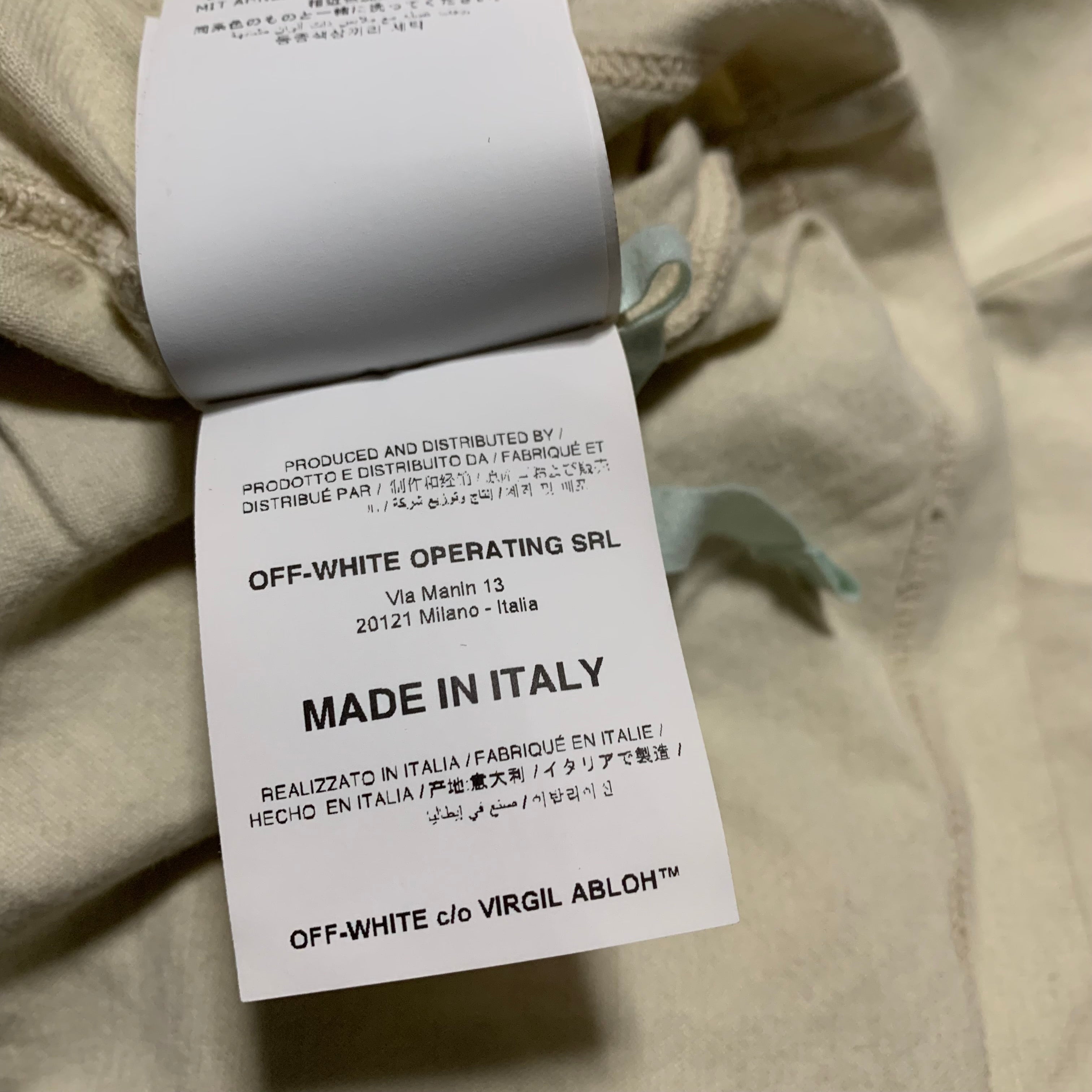 Off White XS Arrows Beige White Tee Virgil Abloh