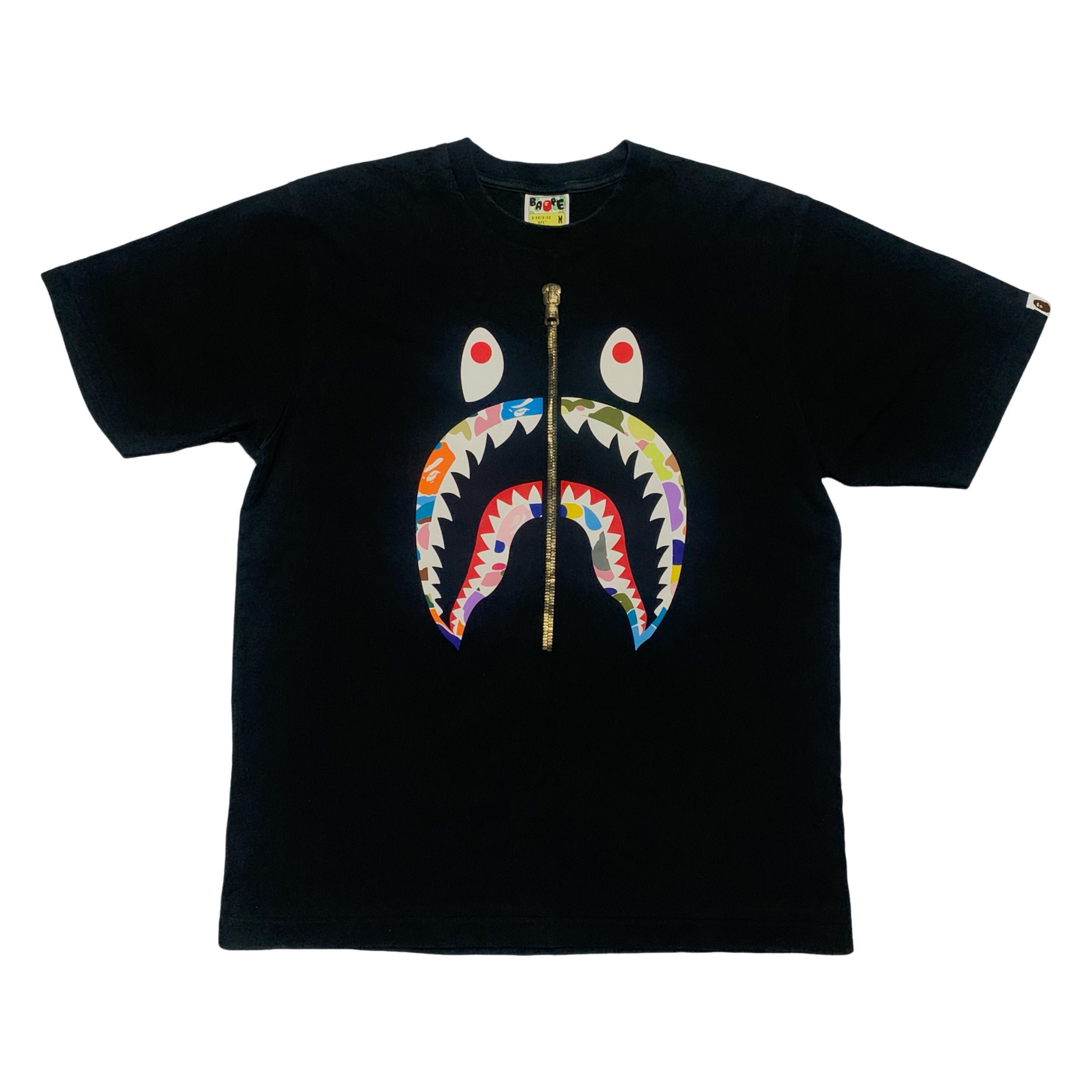 Bape Medium Shark Multi Camo Black Tee A Bathing Ape