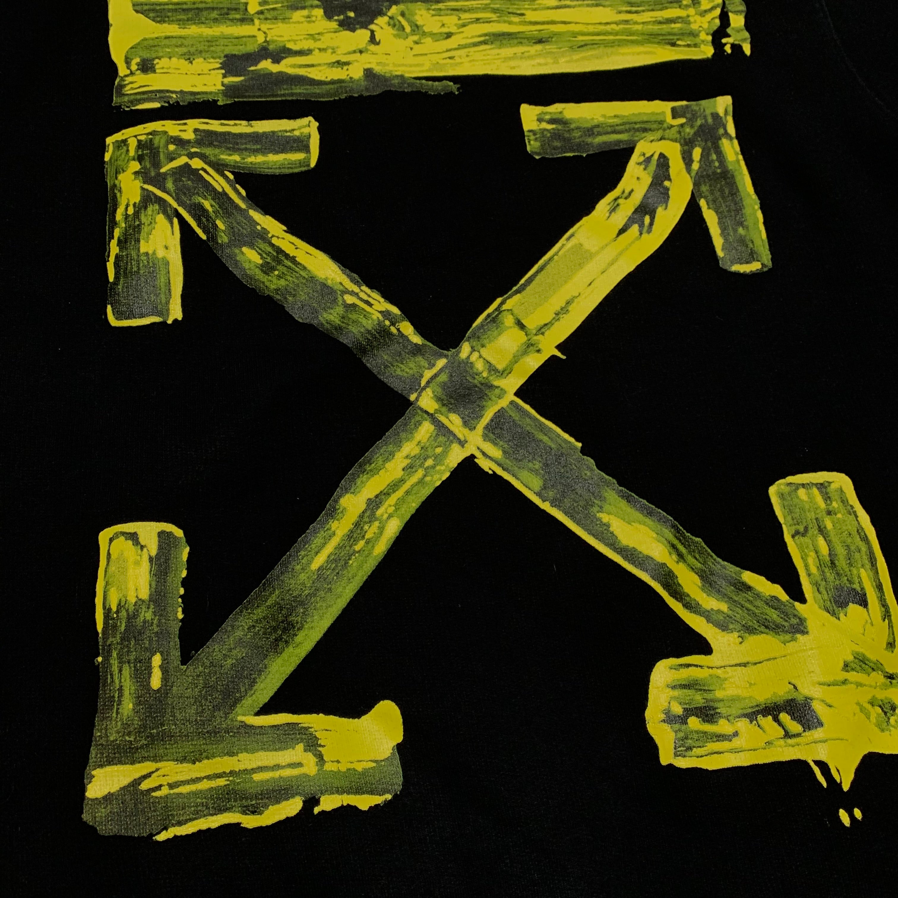 Off White Medium Acrylic Arrows Black Sweatshirt Crewneck Virgil Abloh Yellow Graphic