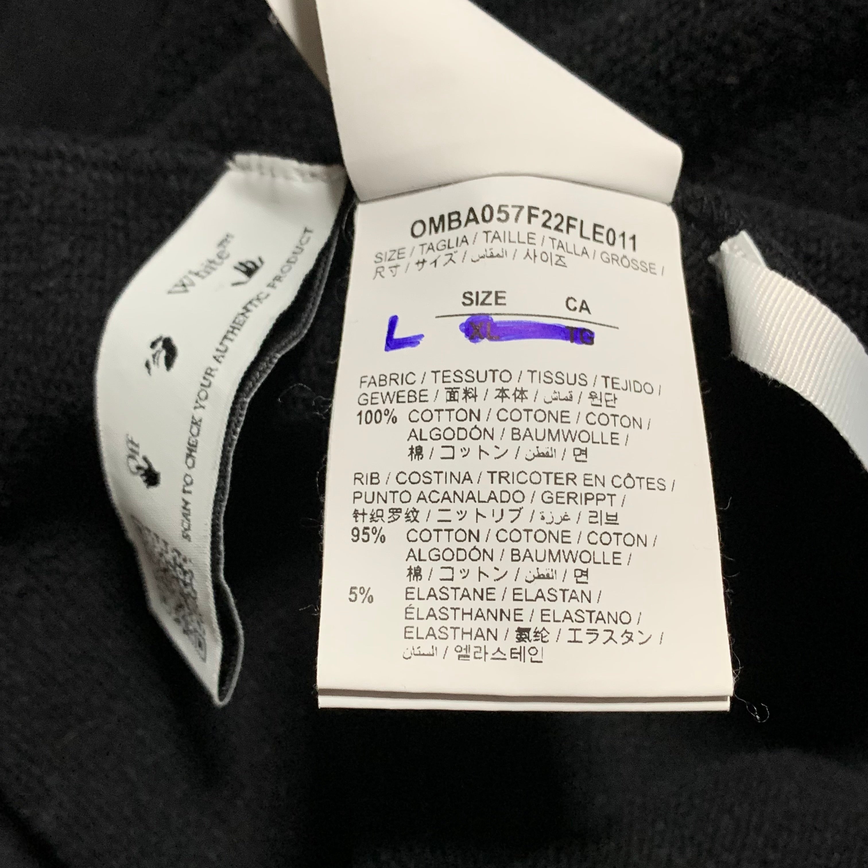 Off White Large Wave Outline Diag Black Sweatshirt Crewneck Virgil Abloh