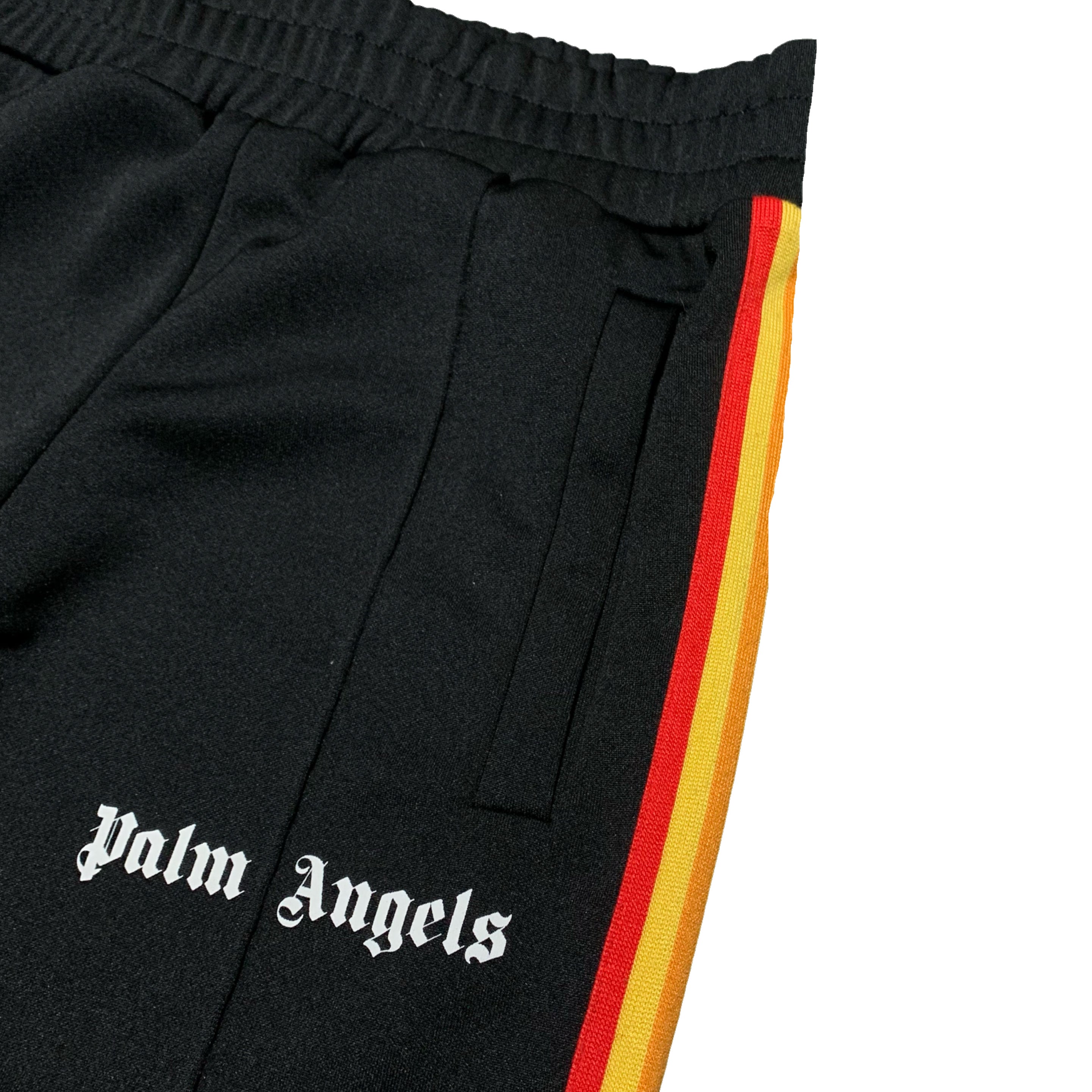 Palm Angels XS Classic Black Track Pant Bottoms Multi Rainbow Colour