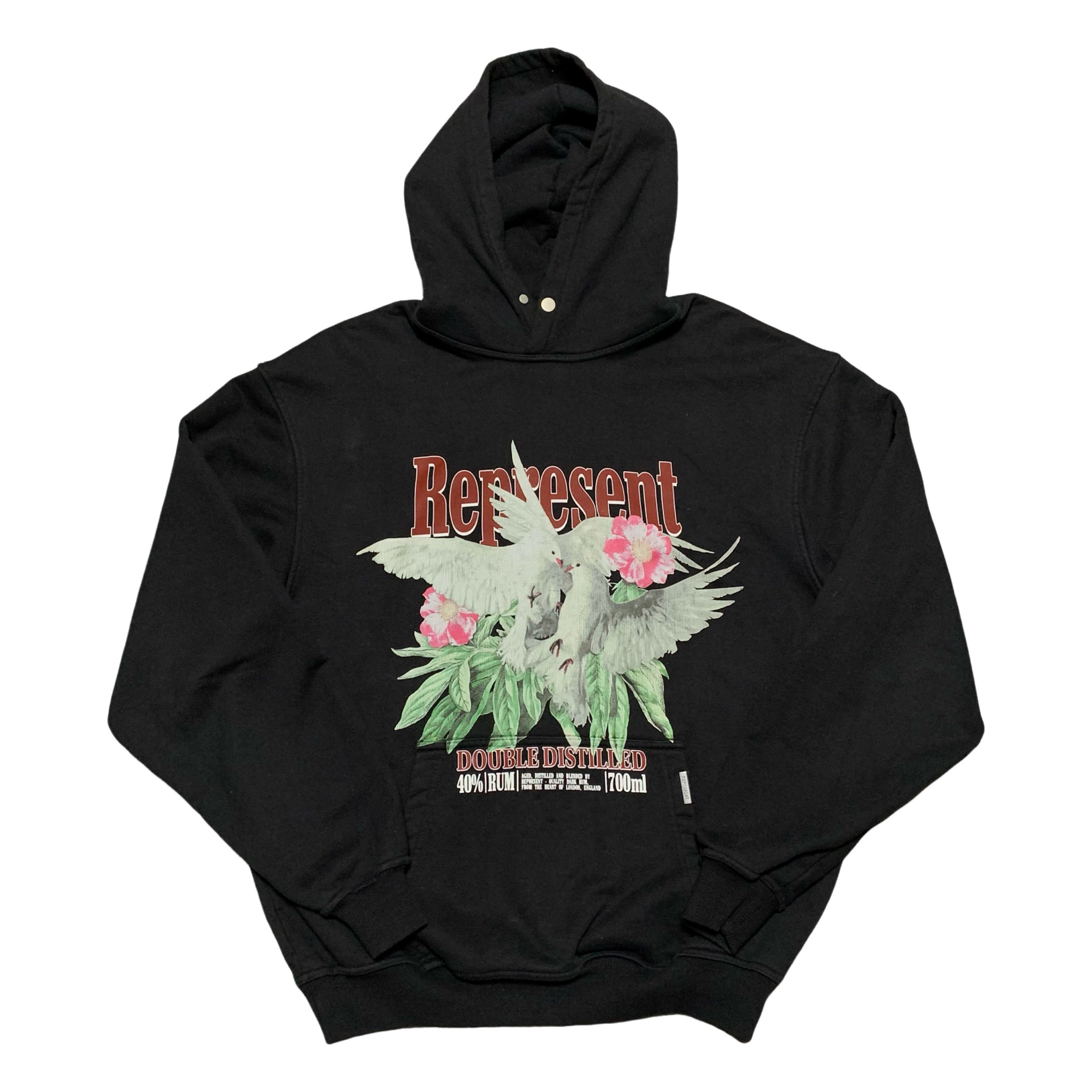 Represent Small Double Distilled Jet Black Hoodie