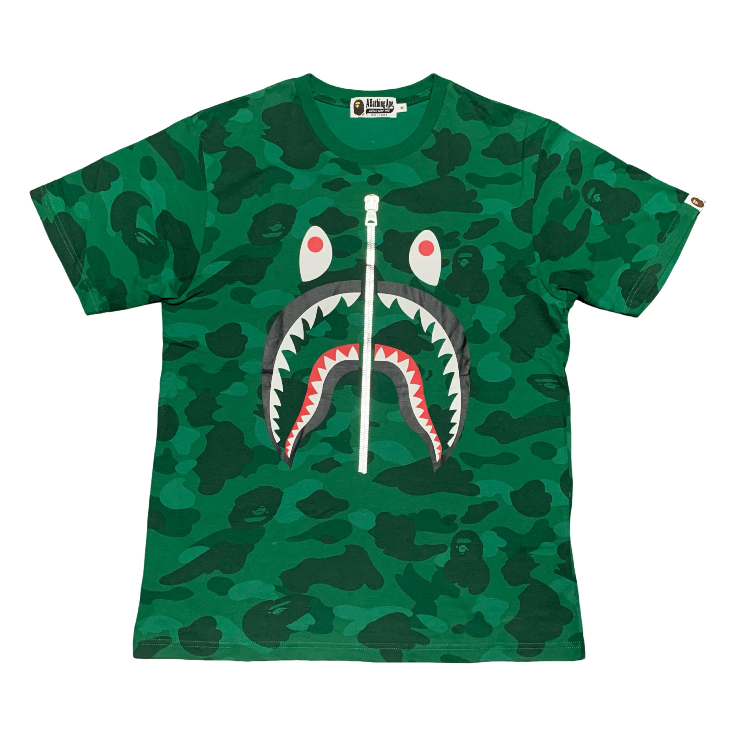 Bape Medium Shark Green Camo Tee A Bathing Ape