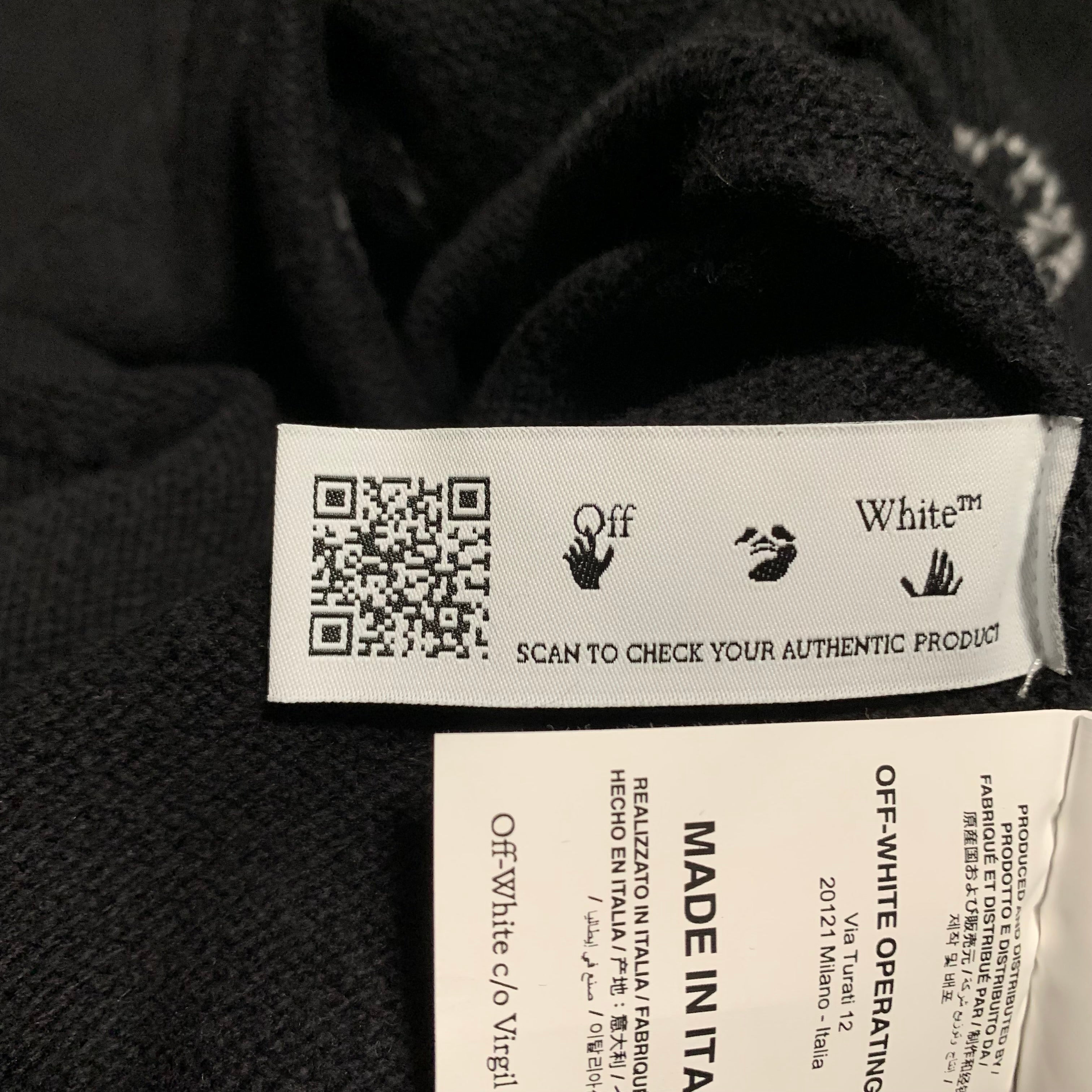 Off White Large Knitted Black Sweatshirt Crewneck All Over Logo Virgil Abloh Knitwear