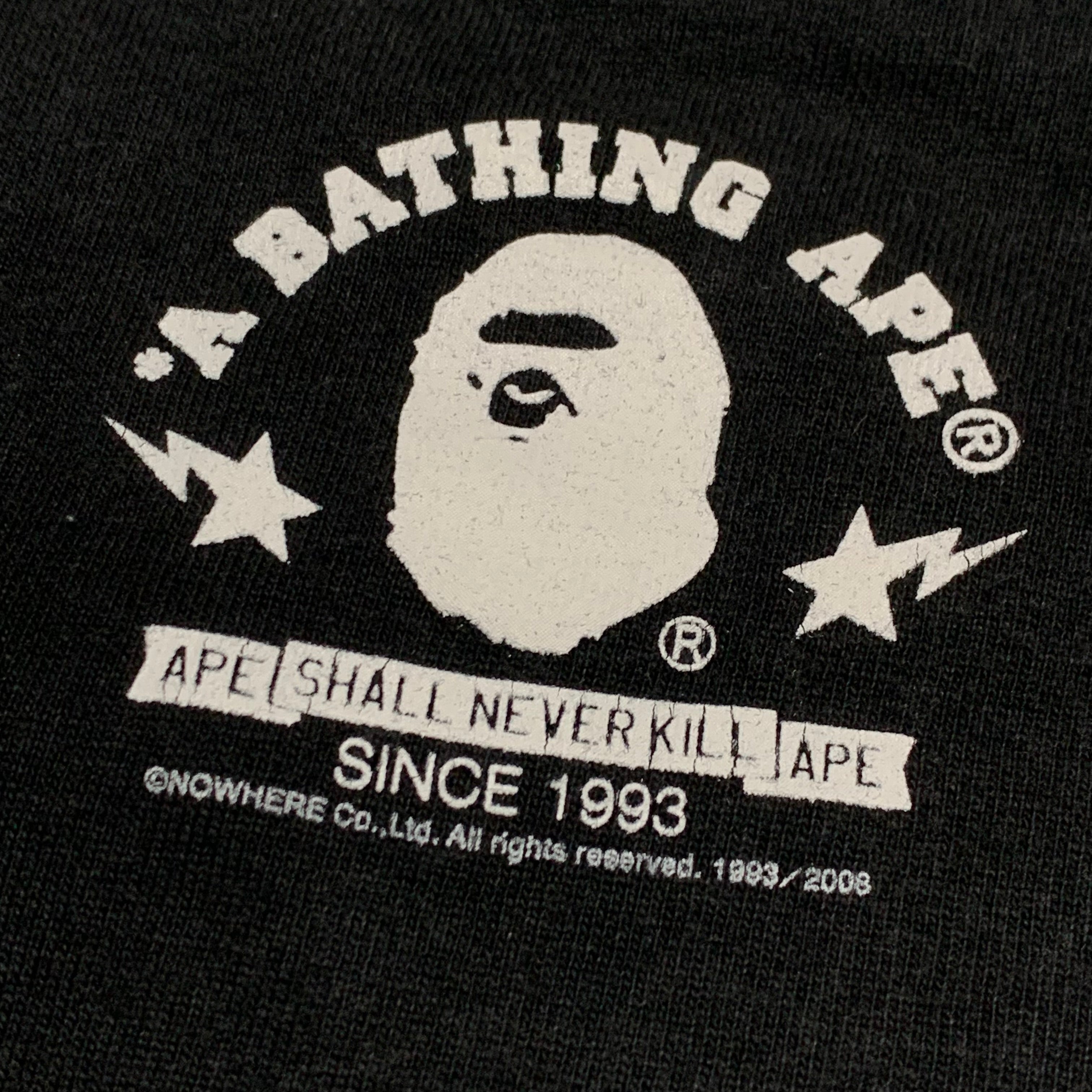 Bape Large Baby Milo Heart Graphic Black Tee 2008