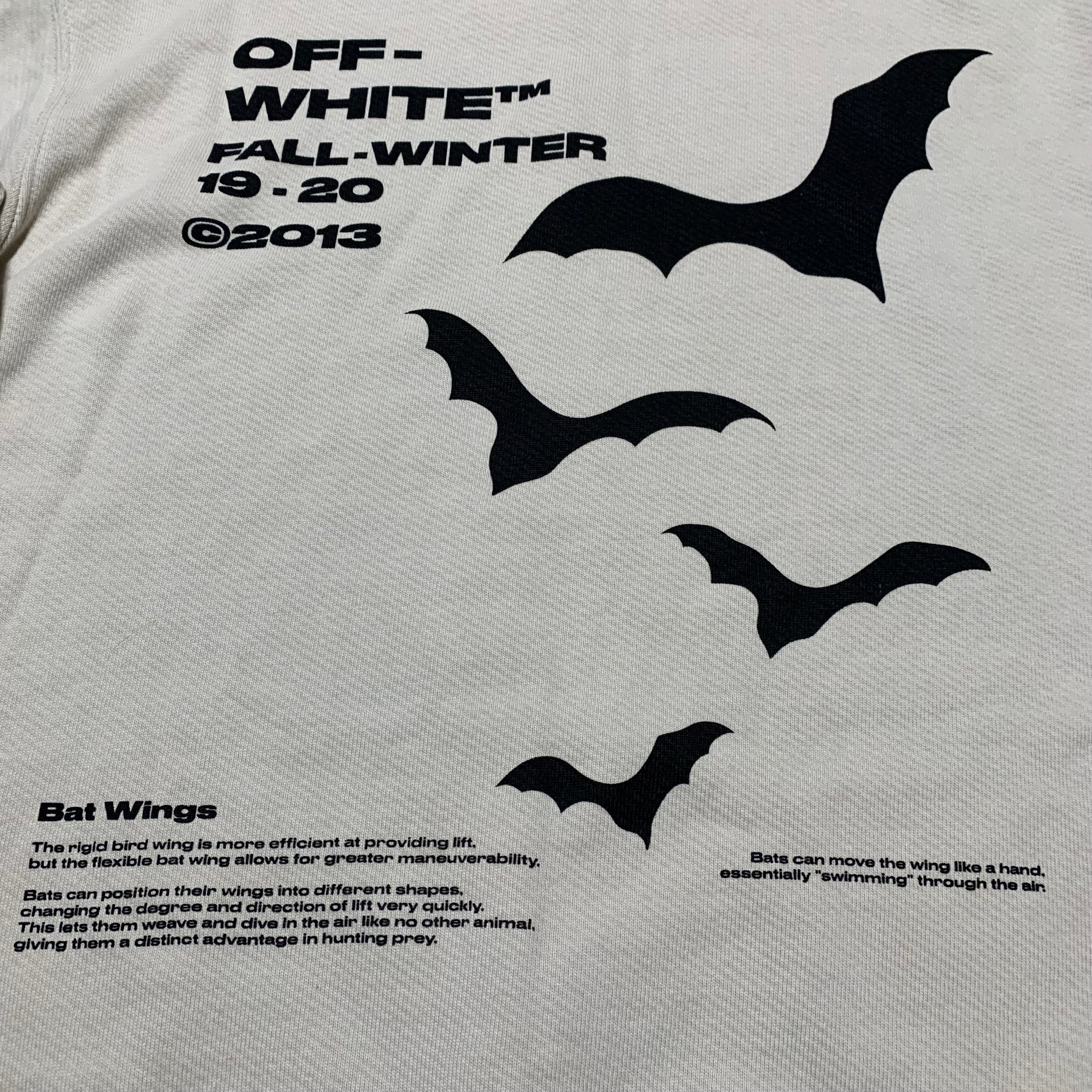 Off White Medium Bats Print Beige White Crewneck Sweatshirt Virgil Abloh