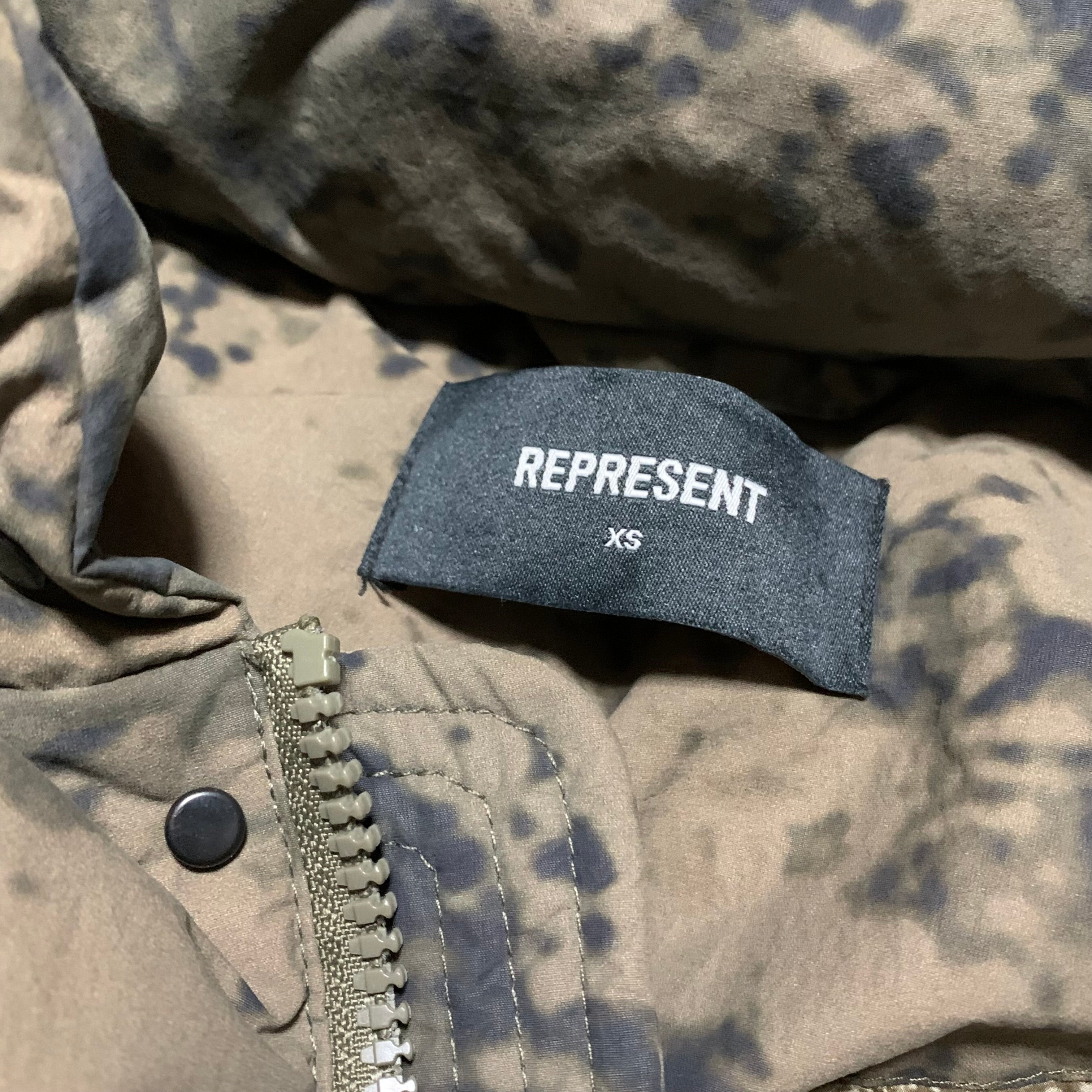 Represent XS Puffer Jacket Green Camo Camouflage (RRP £340)