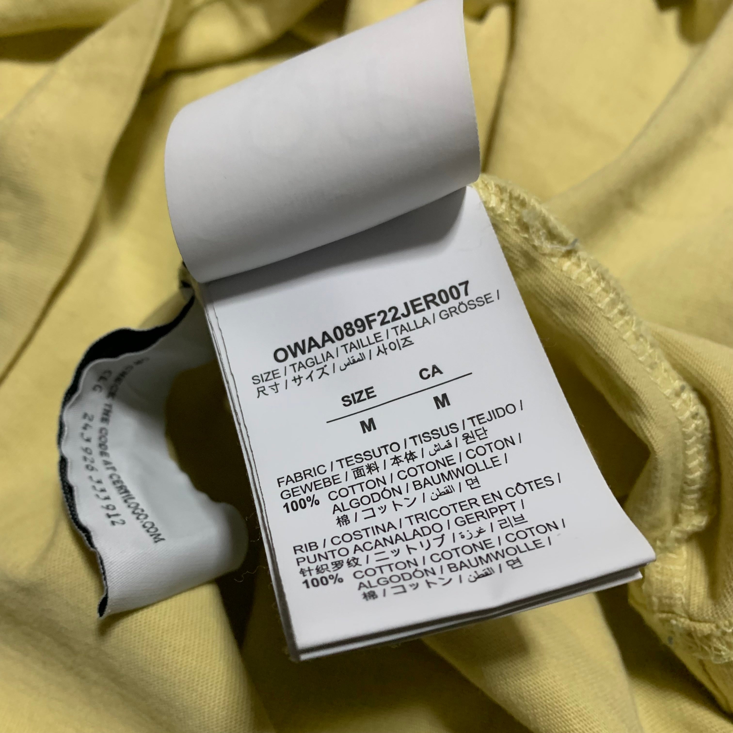 Off White Medium Spray Yellow Tee Virgil Abloh (OWAA089F22JER007)