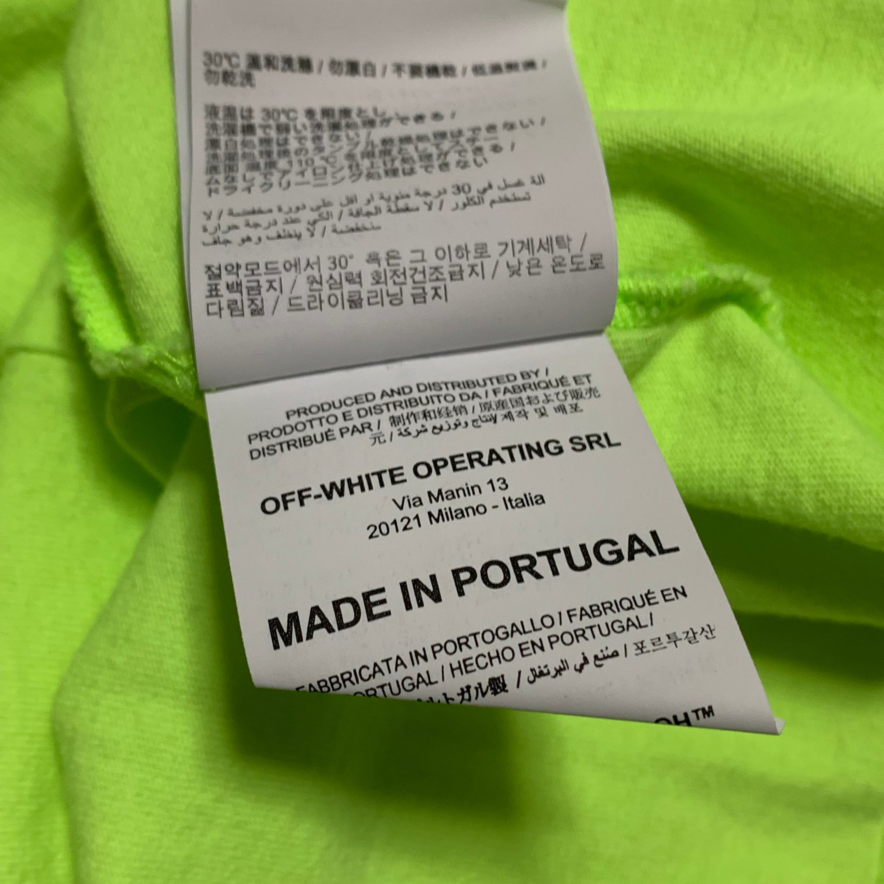 Off White Small Arrows Graphic Neon Green Tee Virgil Abloh