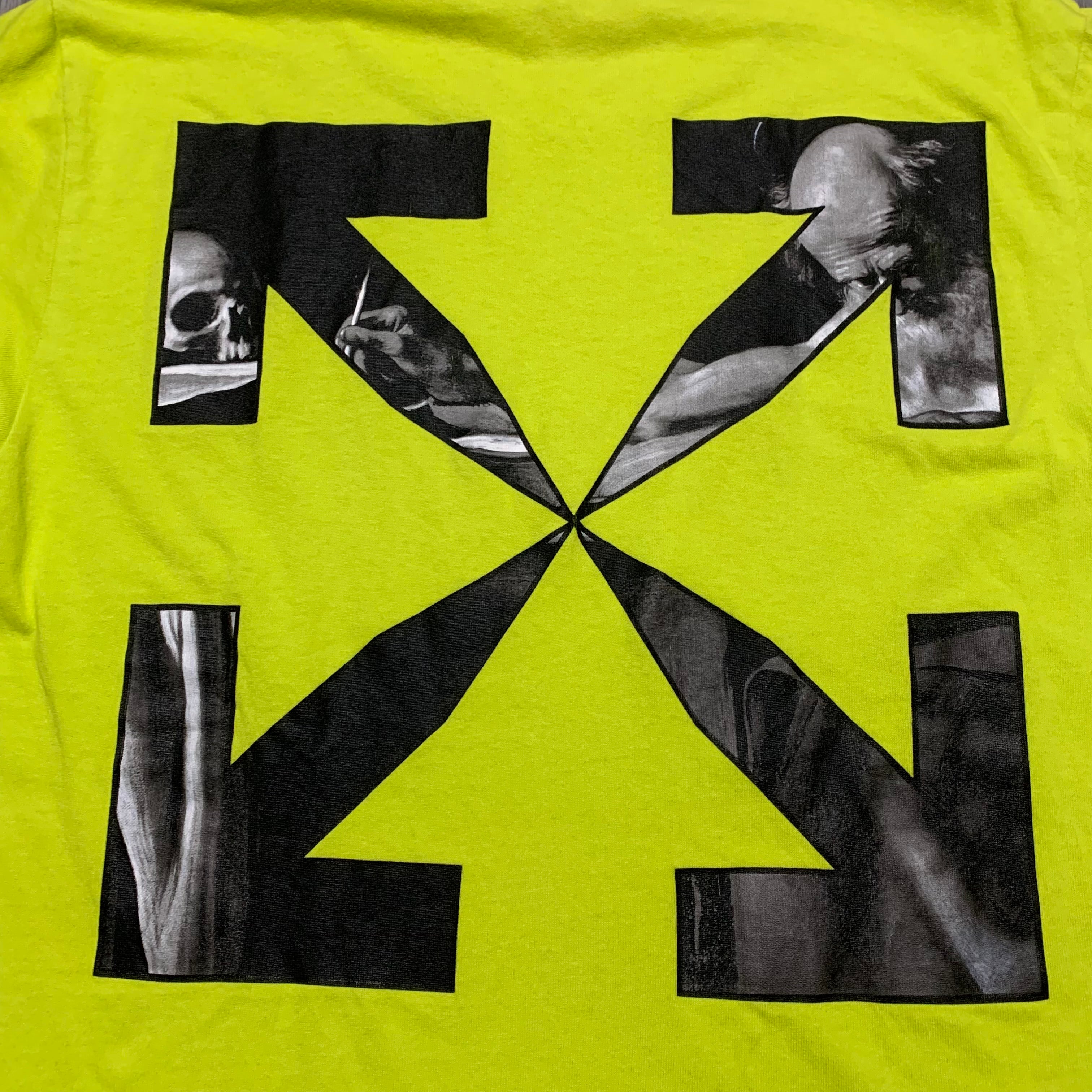 Off White Small Caravaggio Arrows Lime Yellow Tee Virgil Abloh