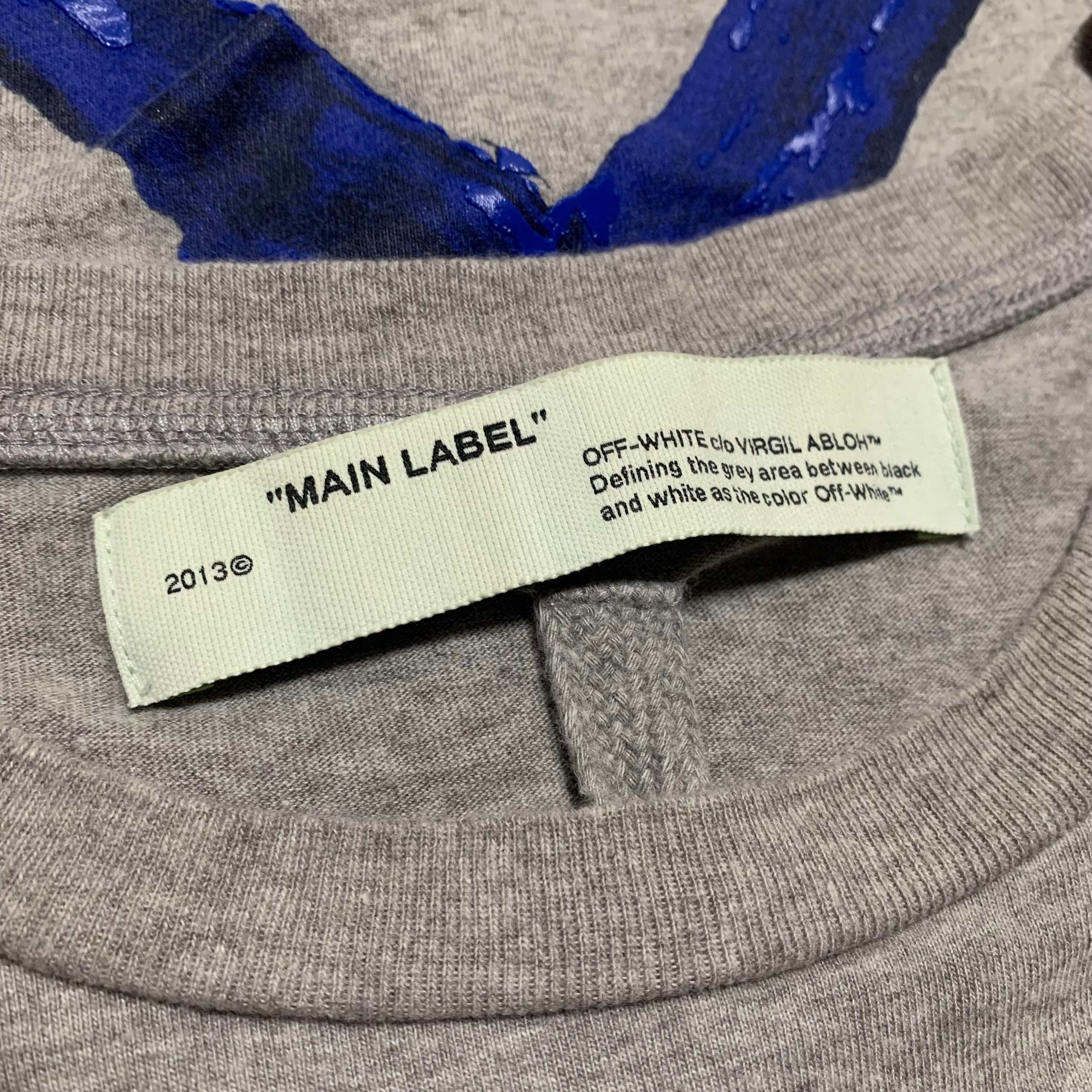 Off White XXL Acrylic Arrows Grey Tee Virgil Abloh Blue 2XL