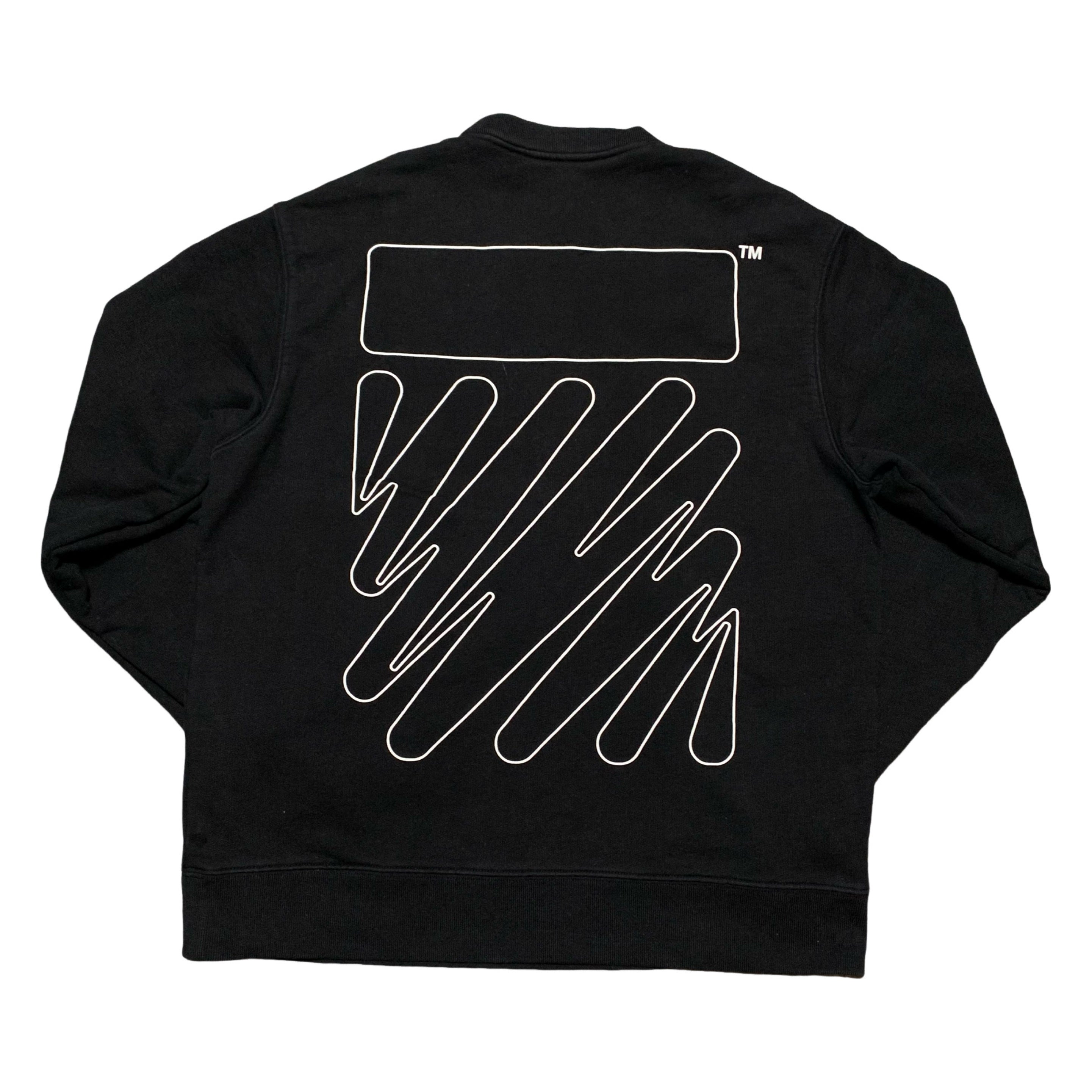 Off White Large Wave Outline Diag Black Sweatshirt Crewneck Virgil Abloh
