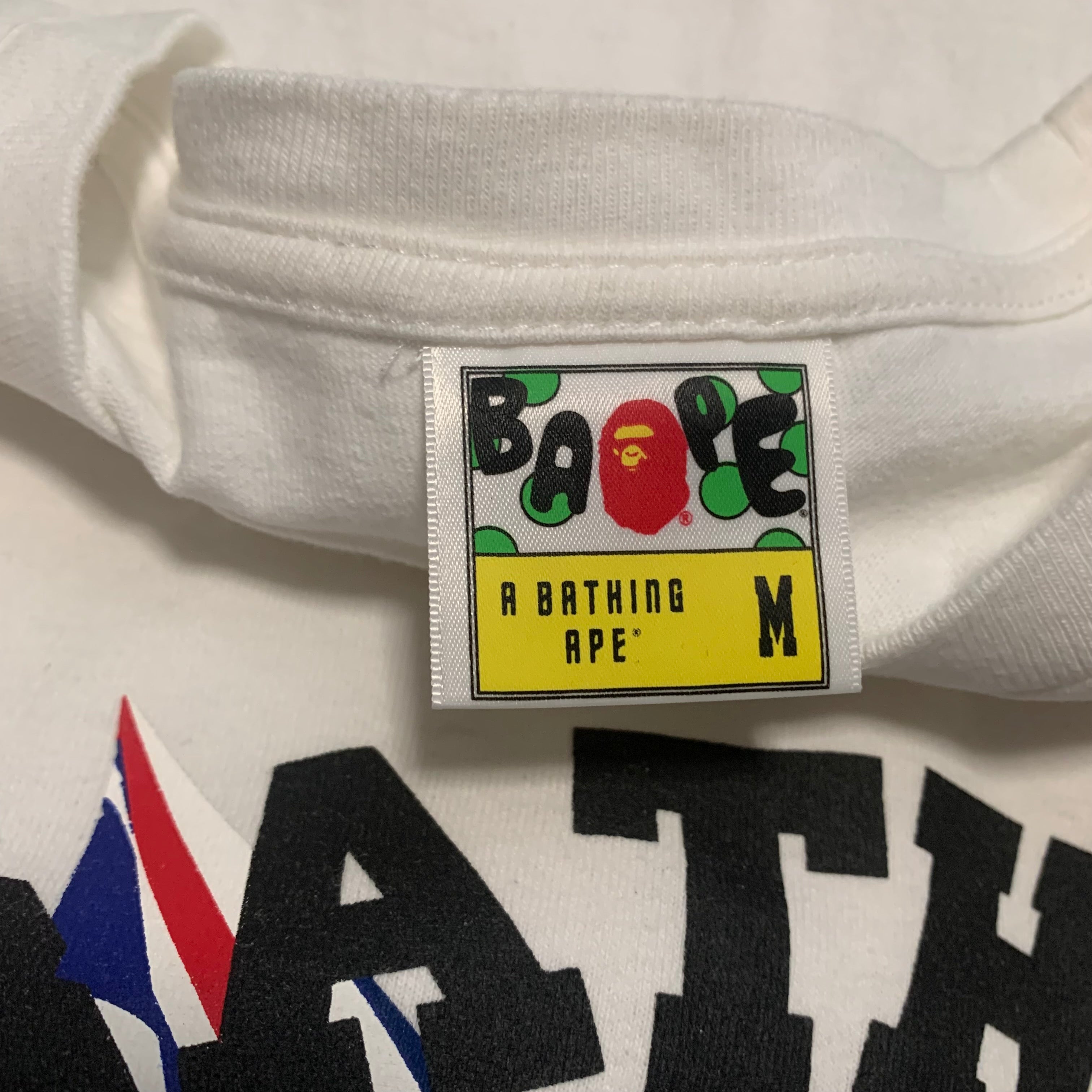 Bape Medium College London Union Jack Flag White Tee A Bathing Ape