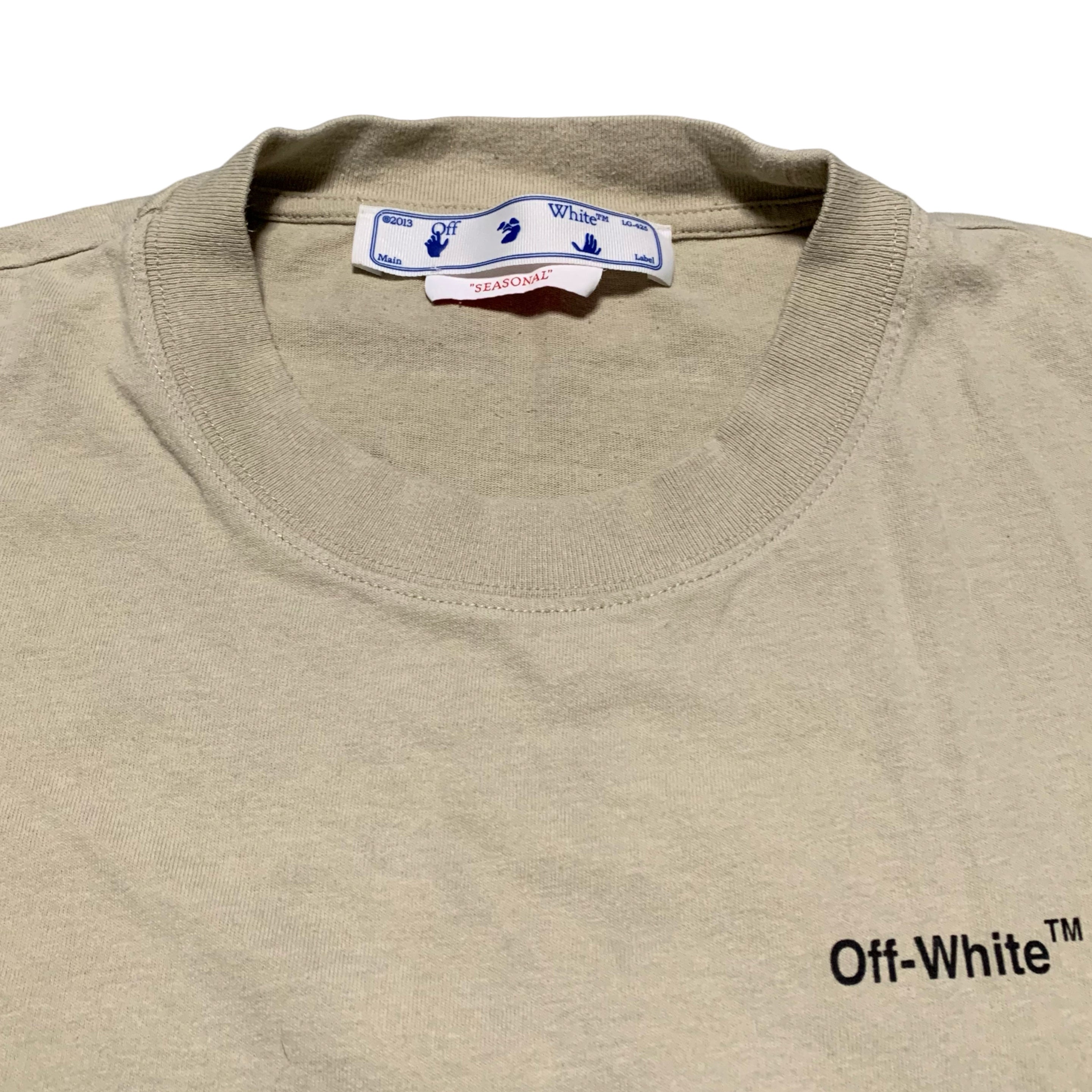 Off White Small Caravaggio Arrows Beige Tan Tee Virgil Abloh