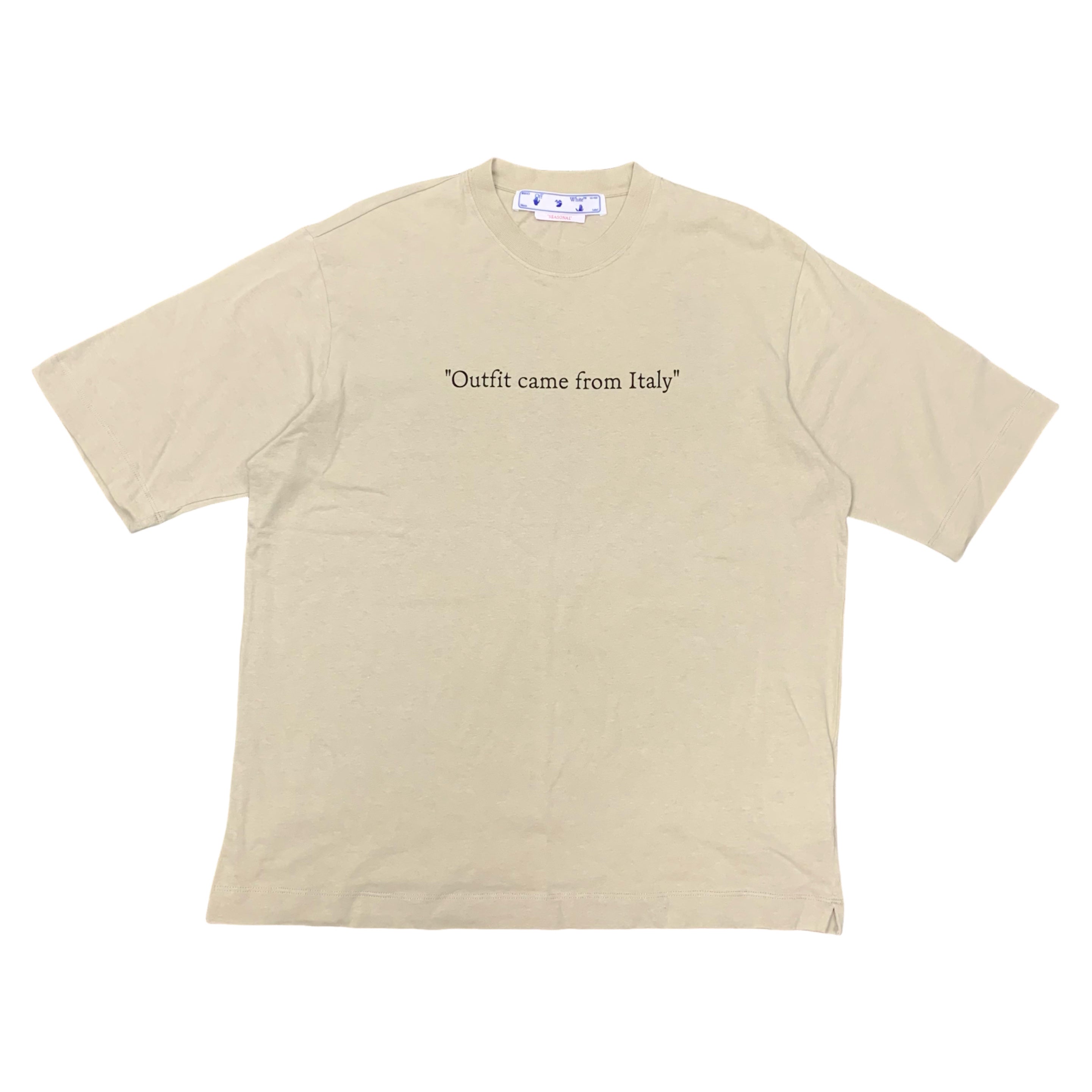 Off White Large Tee Outfit Came From Italy Beige T-Shirt Virgil Abloh