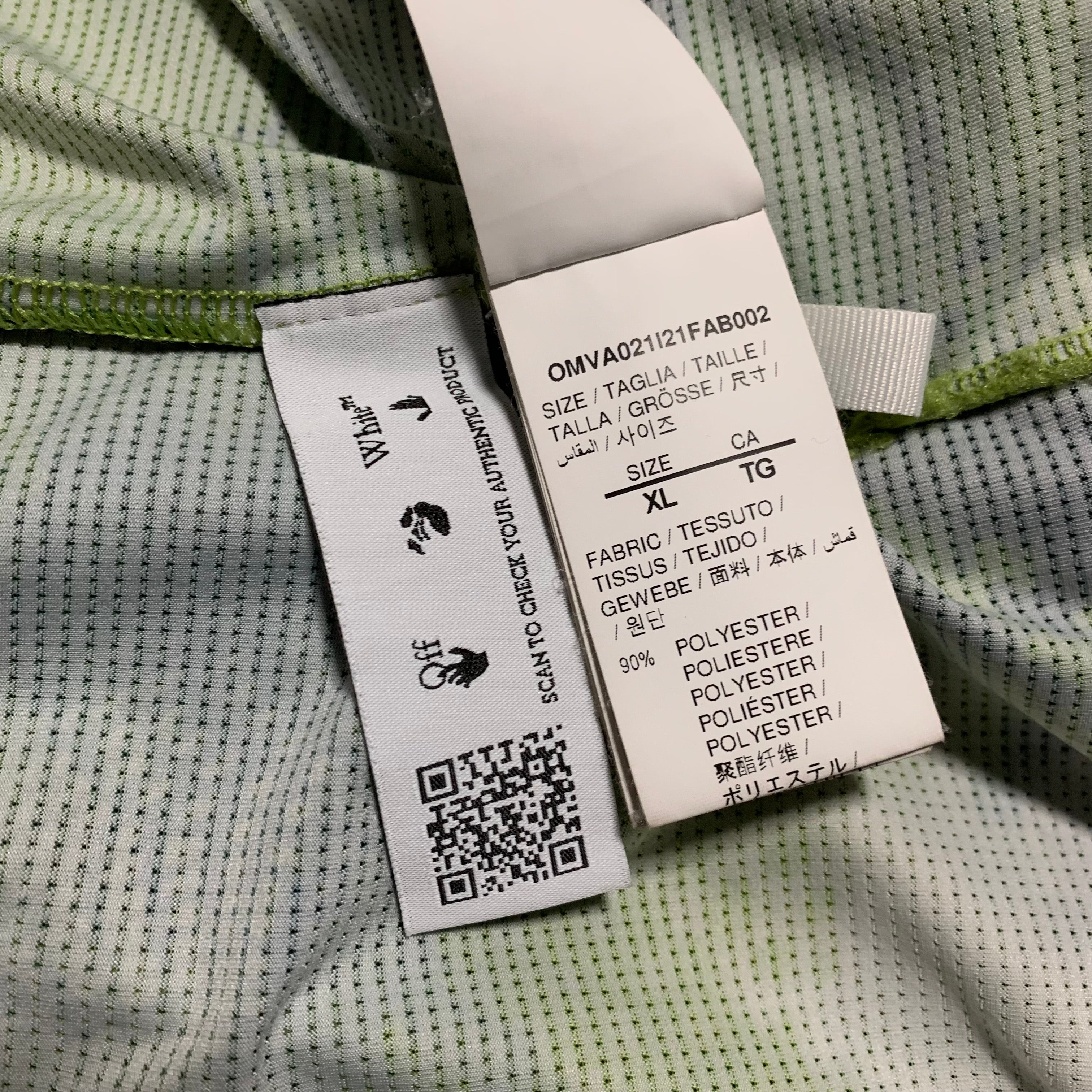 Off White XL Active Camo Logo Green Yellow Tee Virgil Abloh