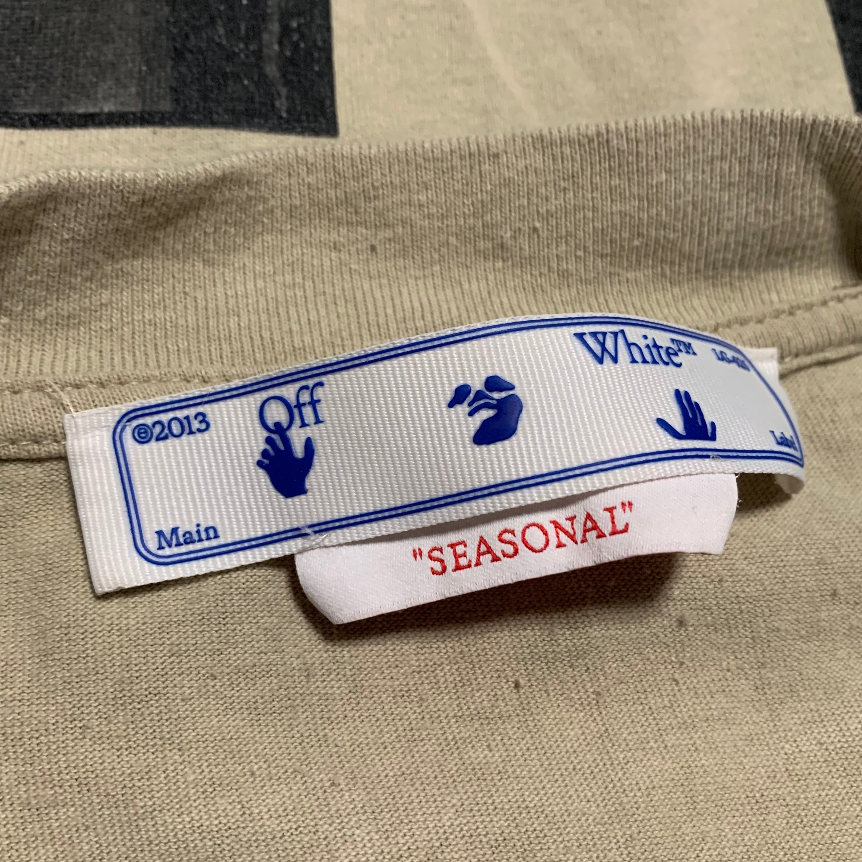Off White Small Caravaggio Arrows Beige Tan Tee Virgil Abloh