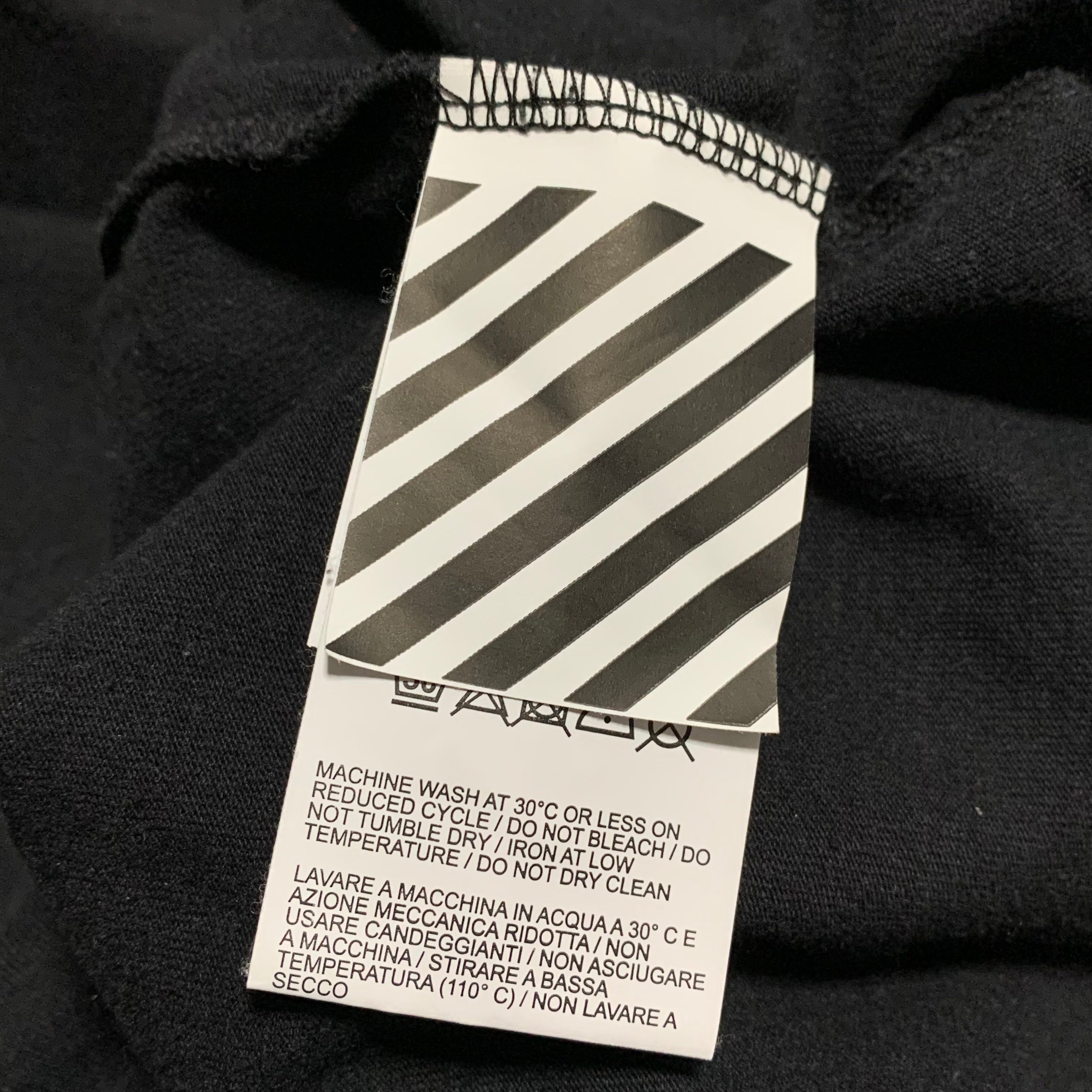 Off White XS Yellow Acrylic Arrows Black Tee Virgil Abloh