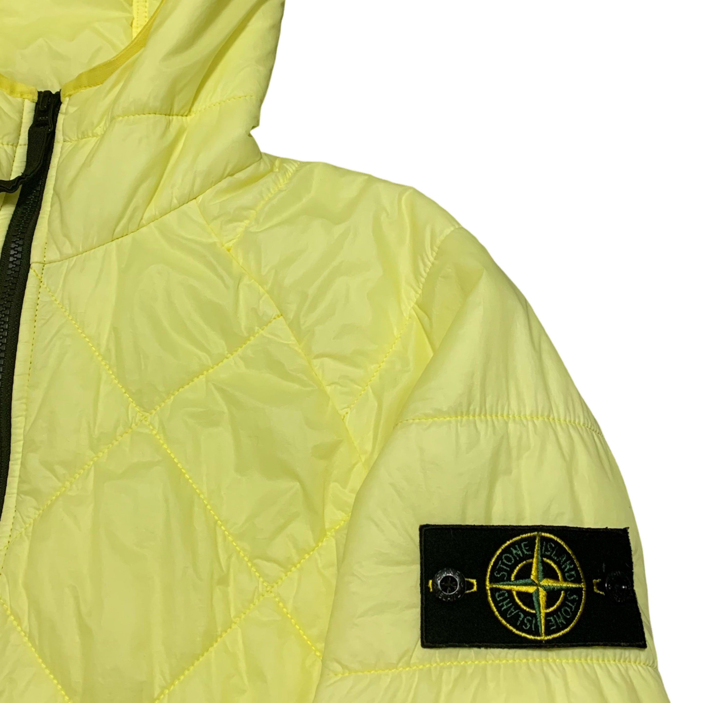 Stone Island Medium Yellow Garment Dyed Quilted Micro Yarn Hooded Jacket 2019