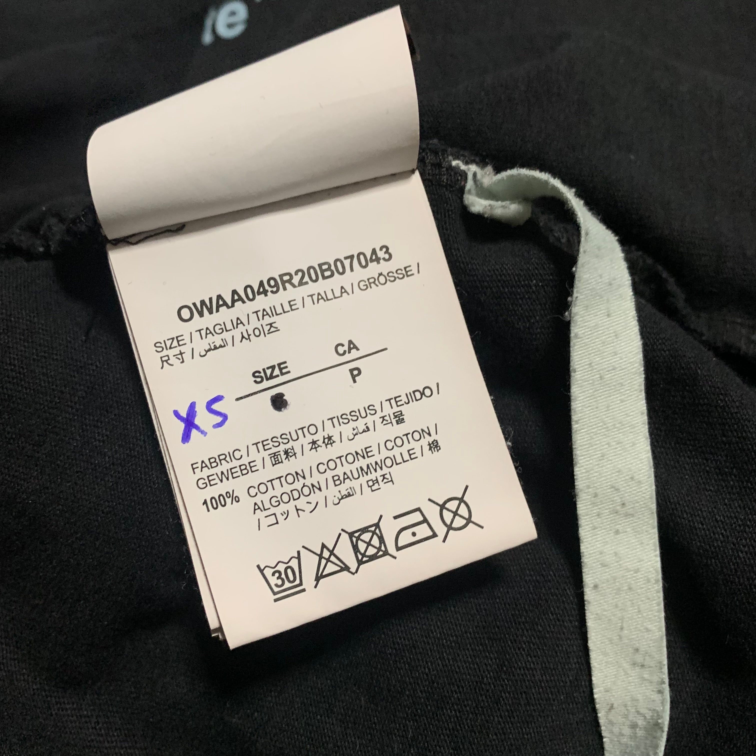 Off White XS Arrows Graphic Black Tee Short Sleeves Virgil Abloh