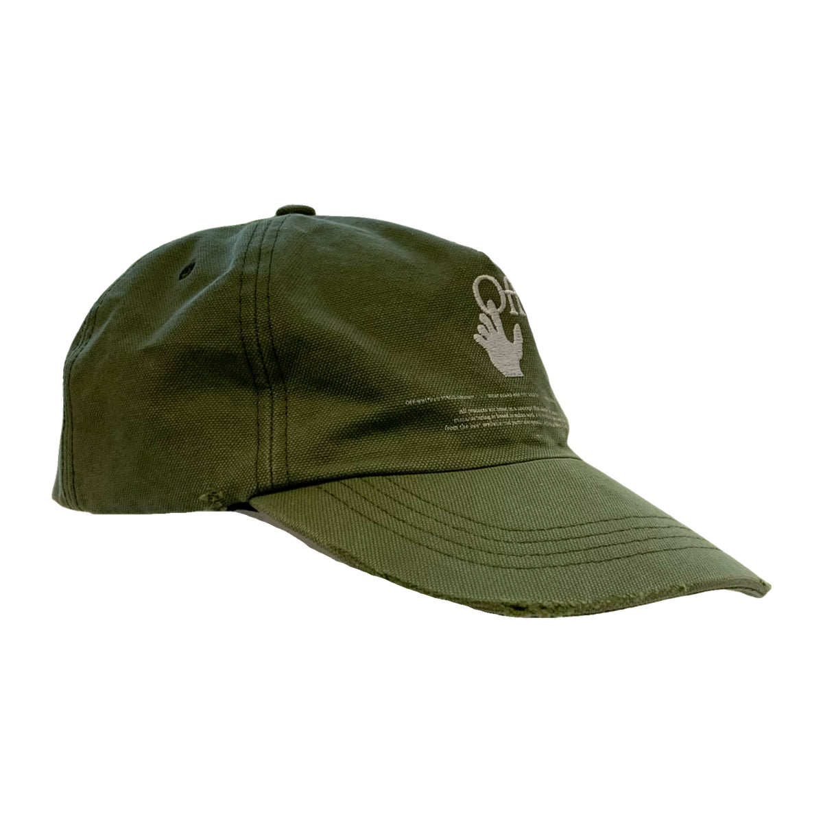 Off White Cap Hand Off Baseball Cap Hedge Green Distressed Hat Virgil Abloh