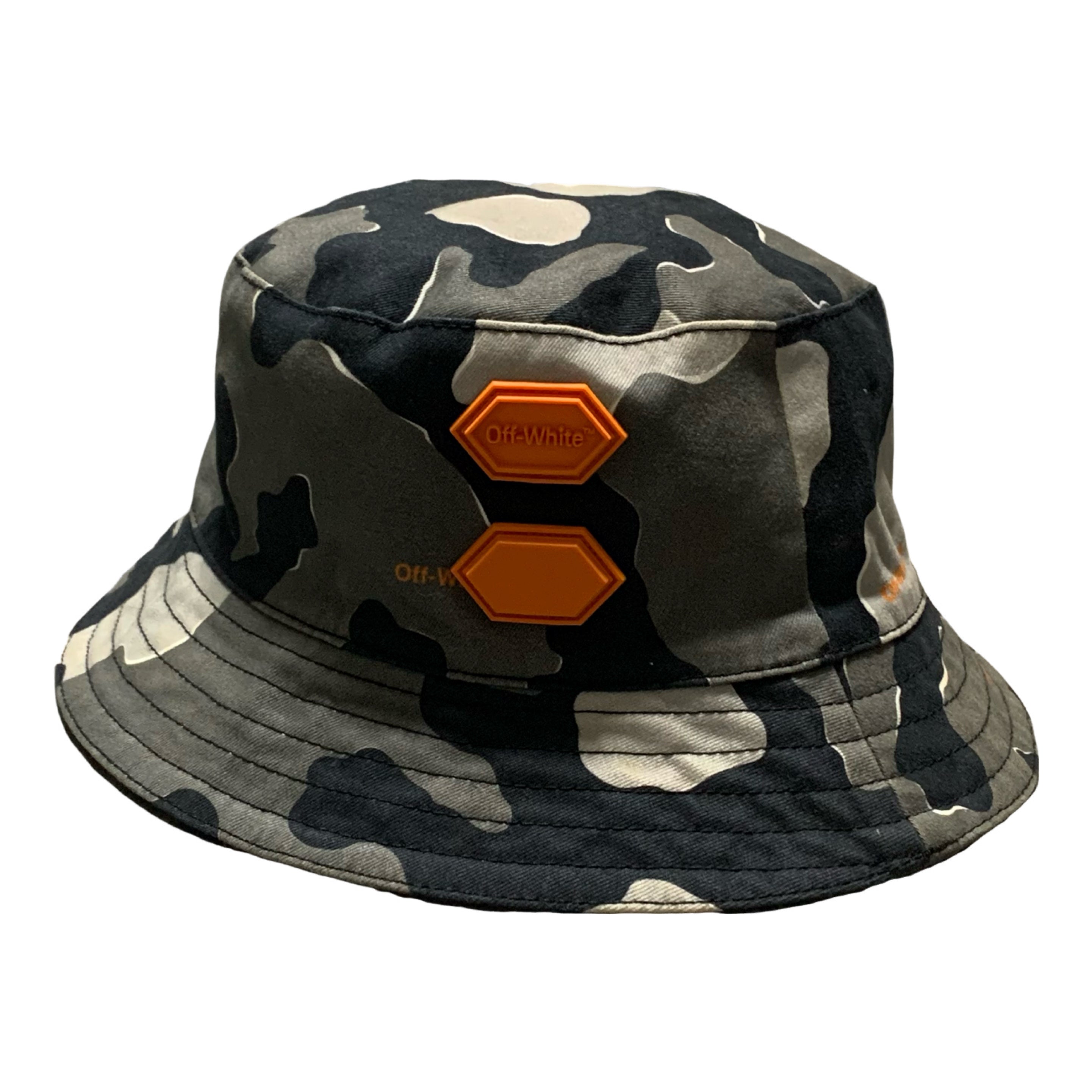 Off White Bucket Hat Camouflage Print Black Grey Hat Virgil Abloh