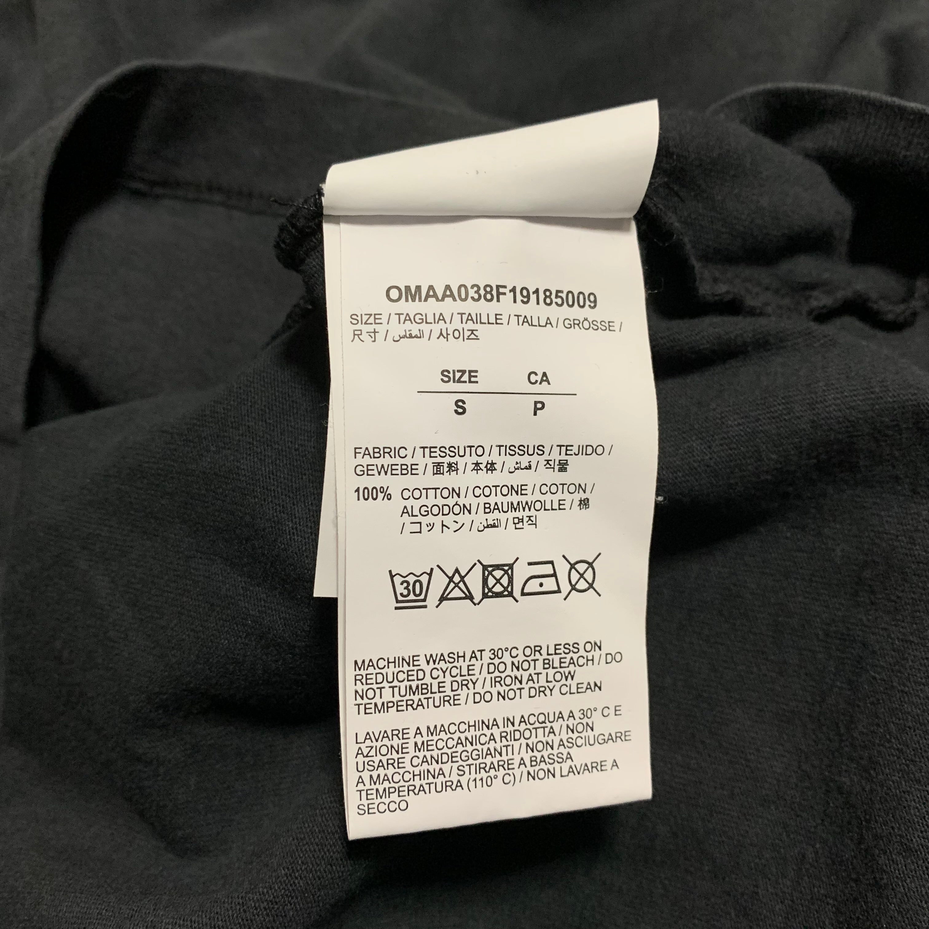 Off White Small Caravaggio Hardcore Black Tee Oversized Fit Virgil Abloh