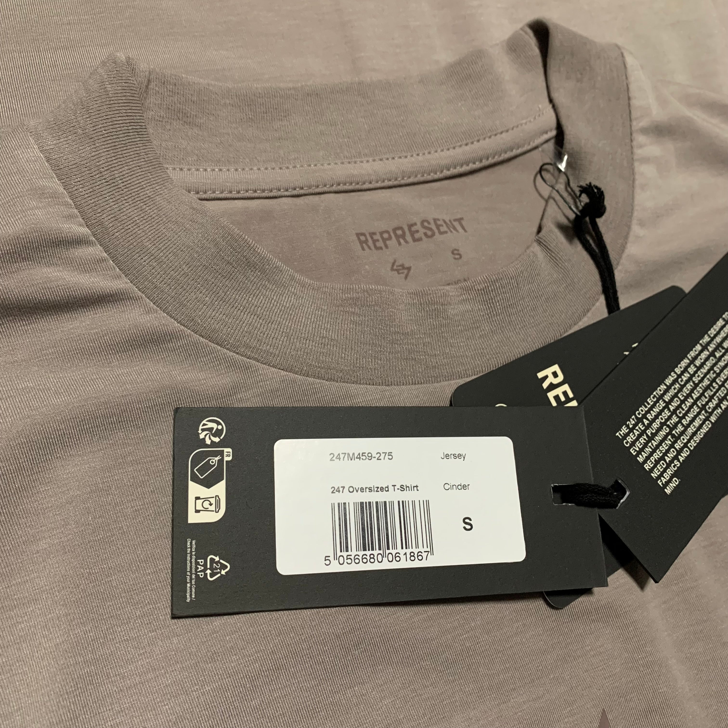 Represent Small 247 Oversized Cinder Tee