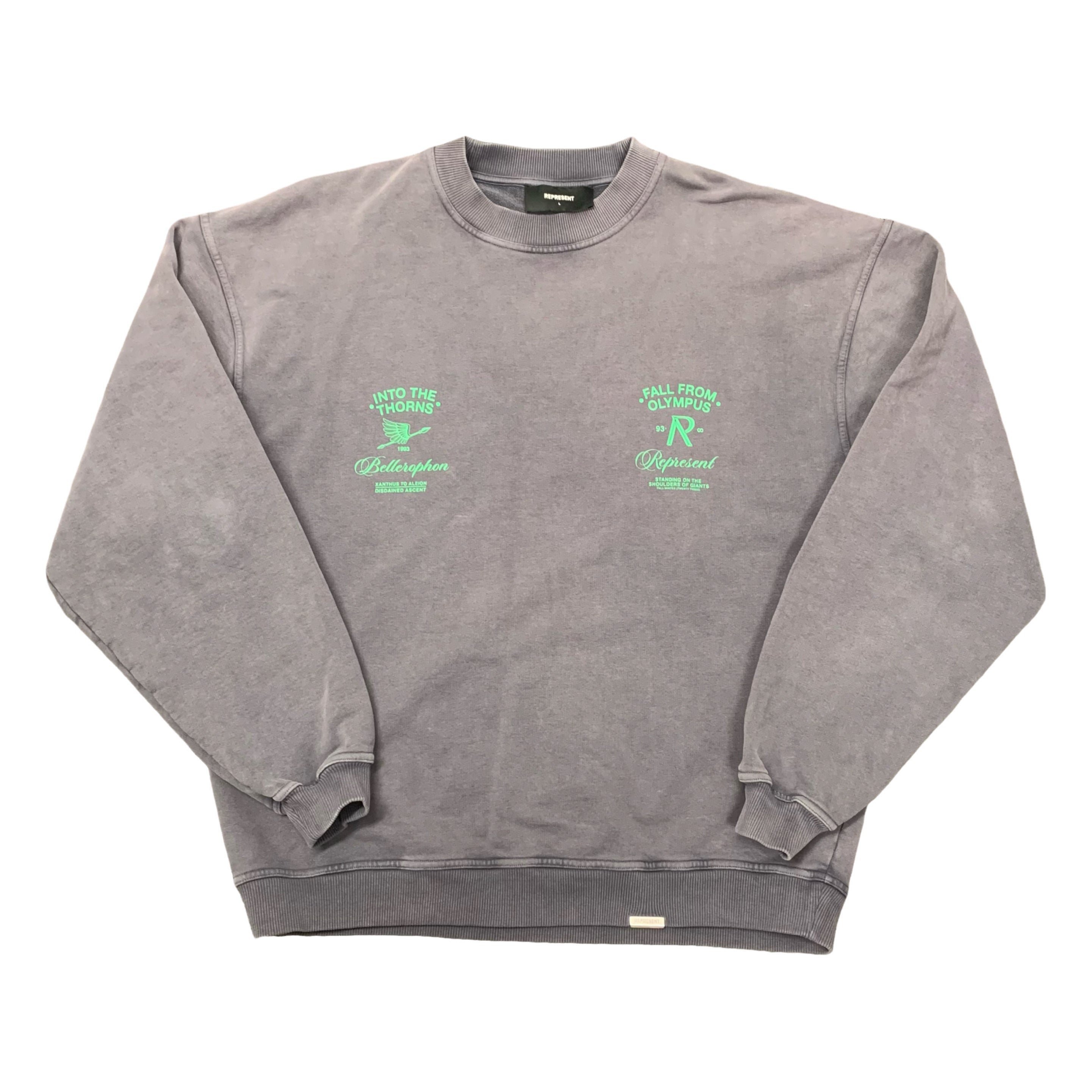 Represent Large Sweatshirt Fall From Olympus Storm Grey Sweatshirt Crewneck