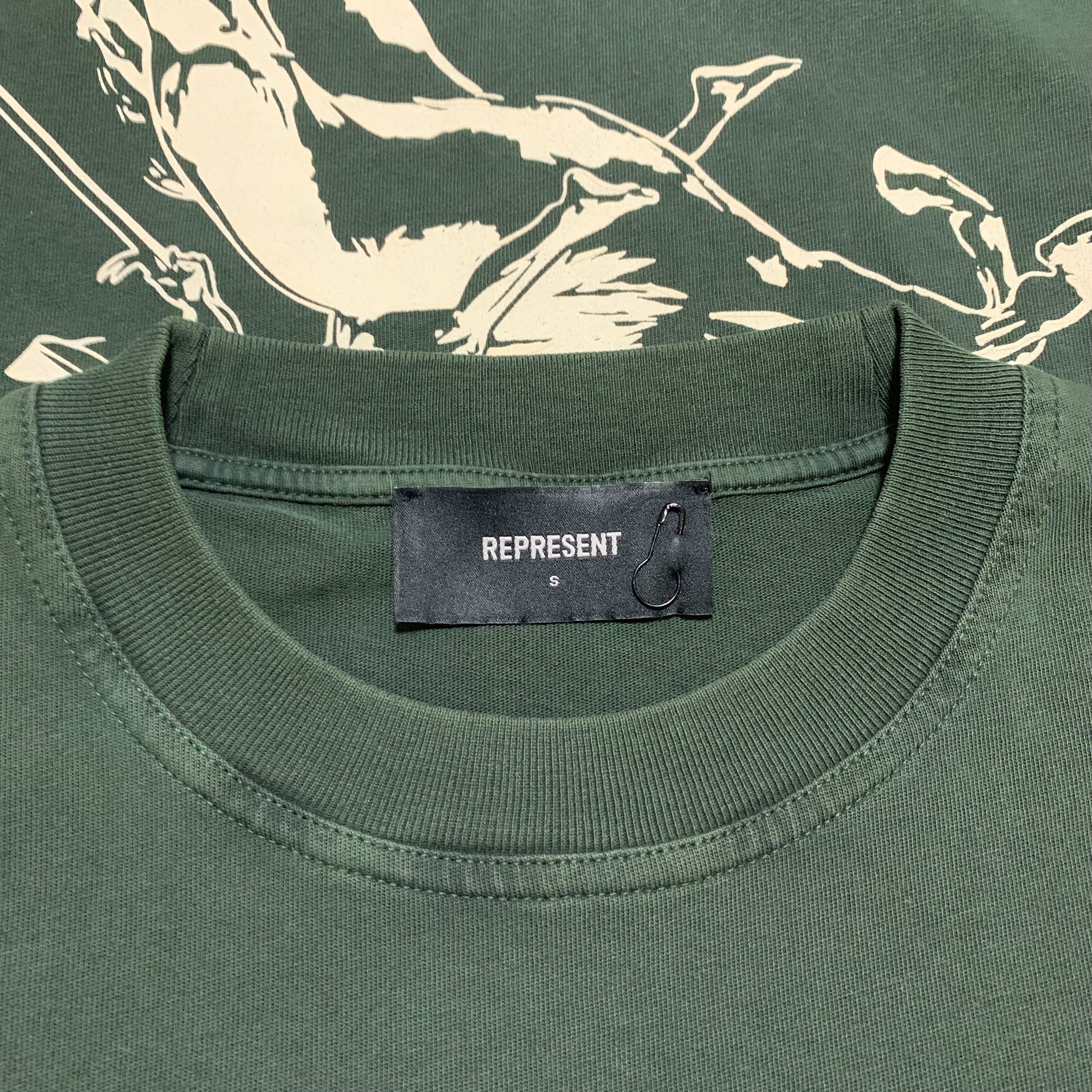 Represent Small Mascot Green Pocket Tee