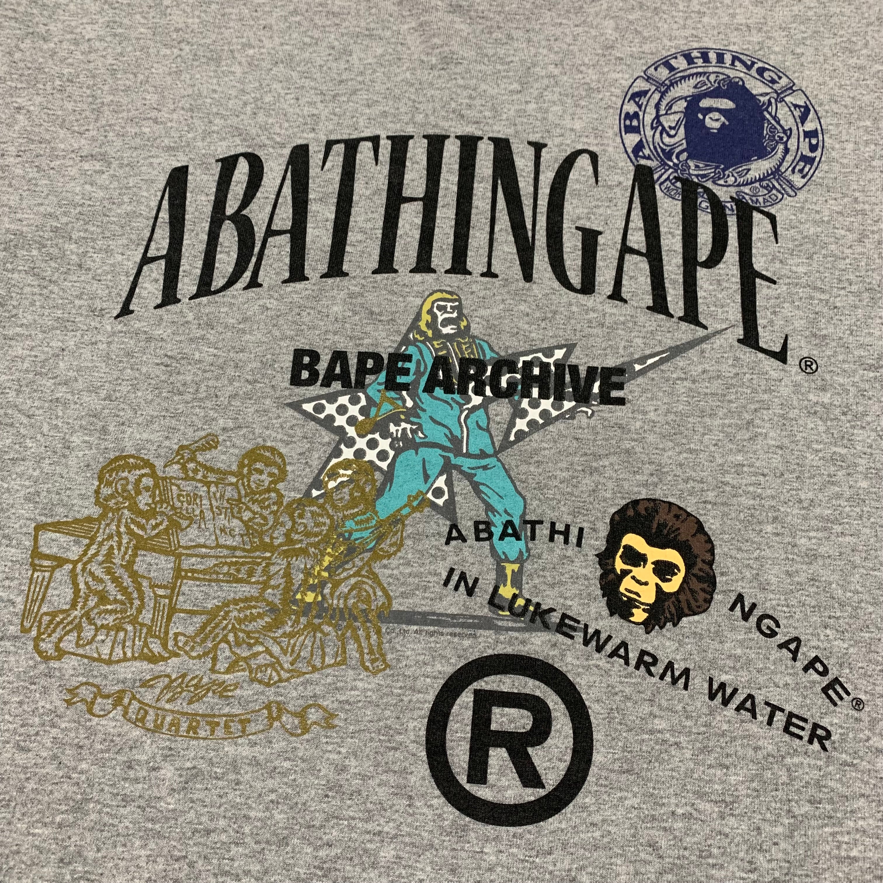 Bape Medium Archive Multi Logo Grey Tee A Bathing Ape 2022