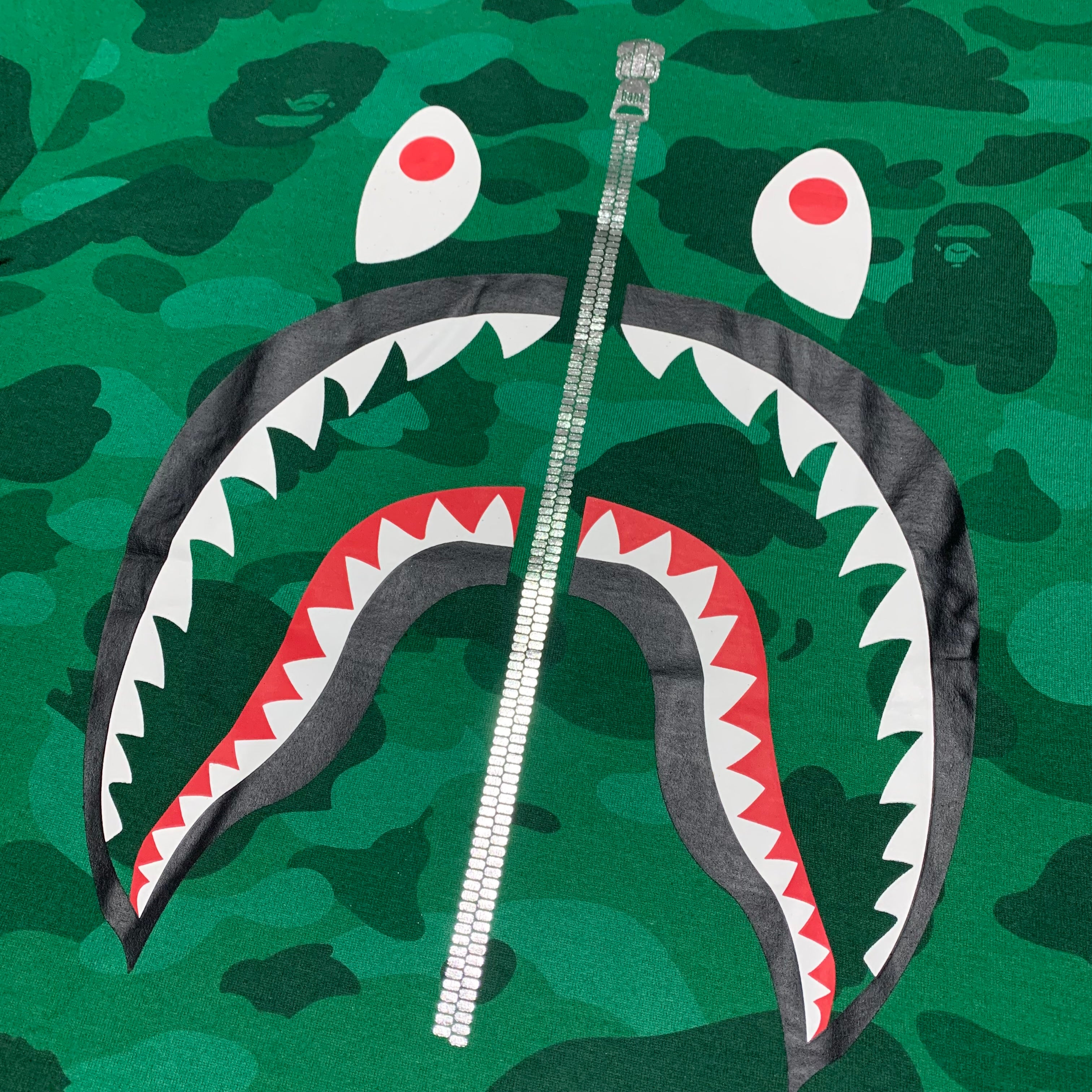 Bape Medium Shark Green Camo Tee A Bathing Ape