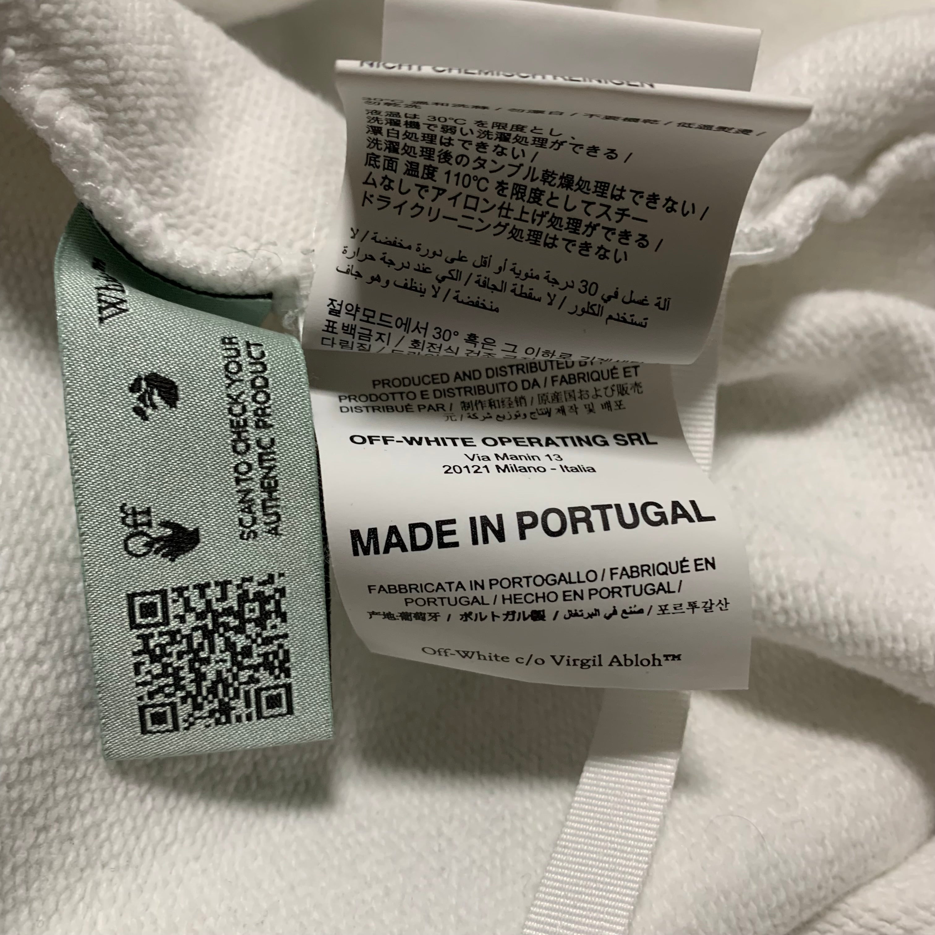Off White Medium Pascal Arrows White Hoodie Virgil Abloh