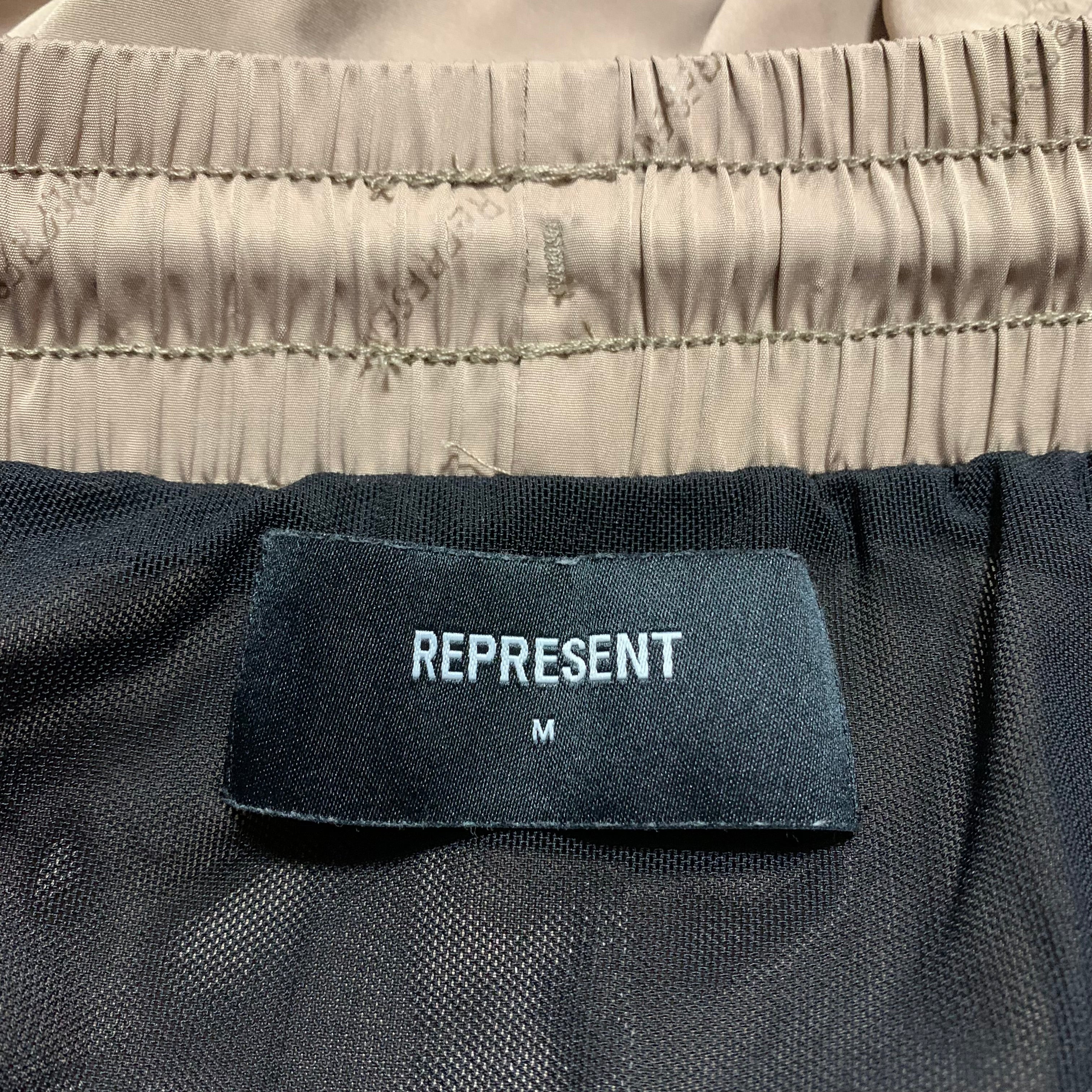 Represent Medium Swim Shorts Logo All Over Mushroom Brown