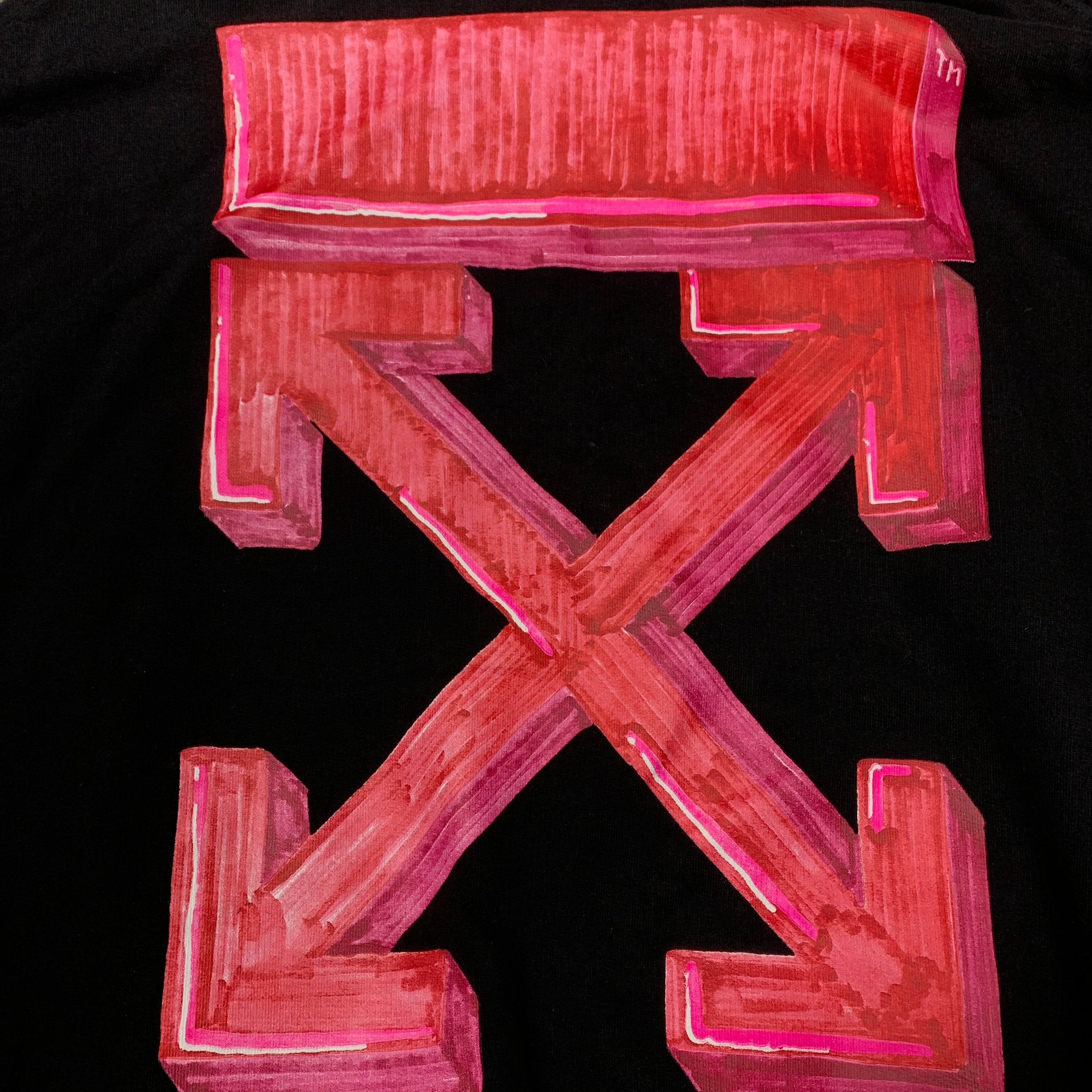 Off White Small Hoodie Pink Marker Arrows Black Hoodie Virgil Abloh