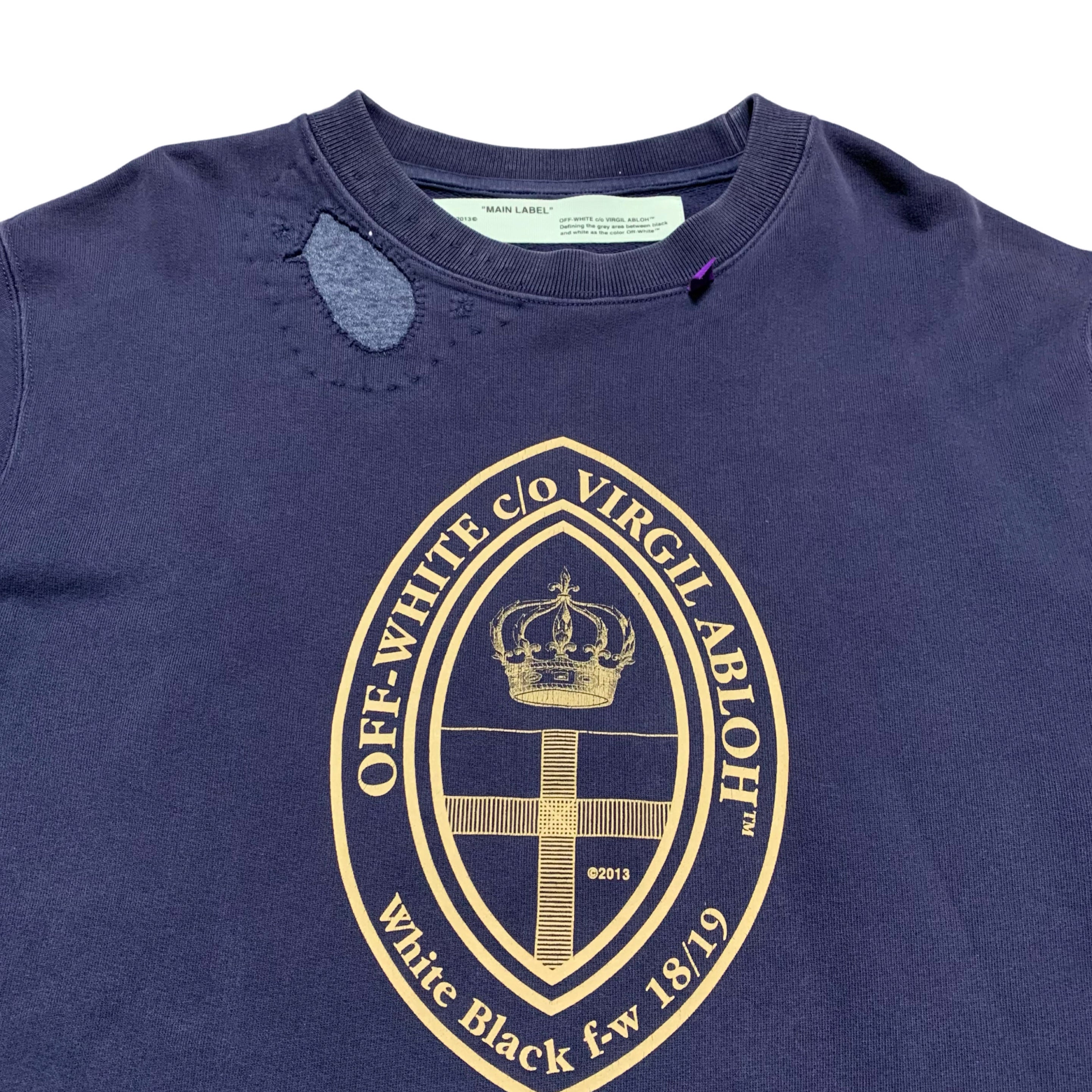 Off White Medium Church Crew Blue Sweatshirt Virgil Abloh