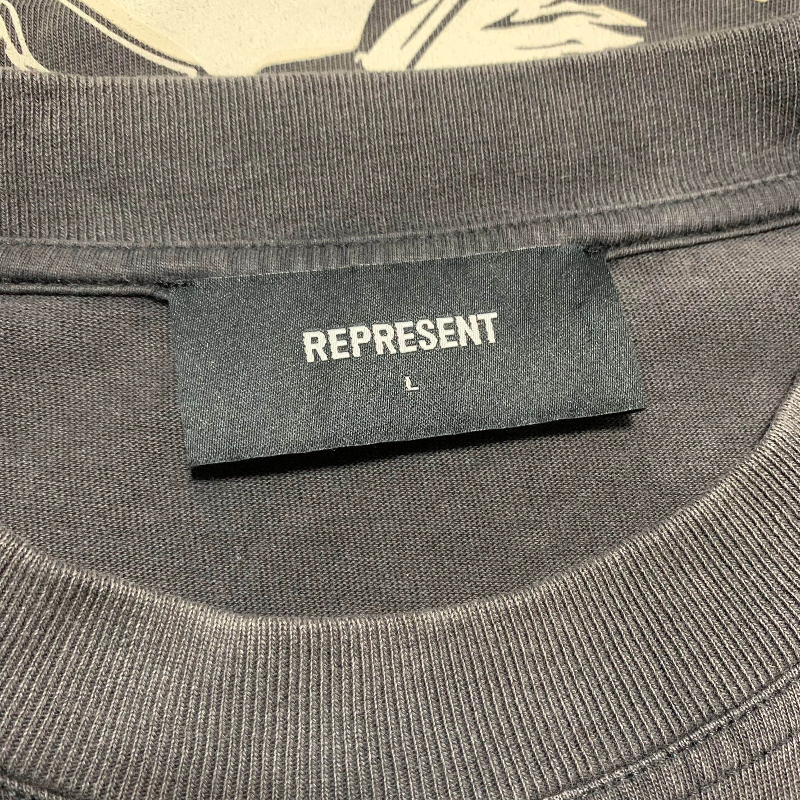 Represent Large Mascot Vintage Grey Pocket Tee