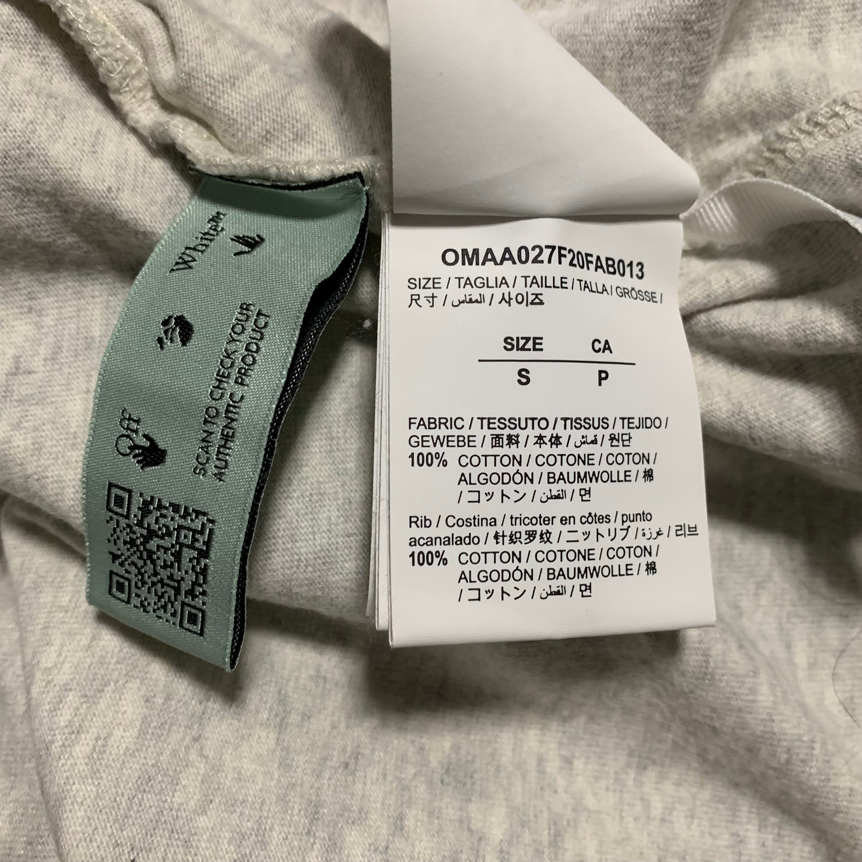 Off White Small Hand Shake Arrows Grey Tee Virgil Abloh