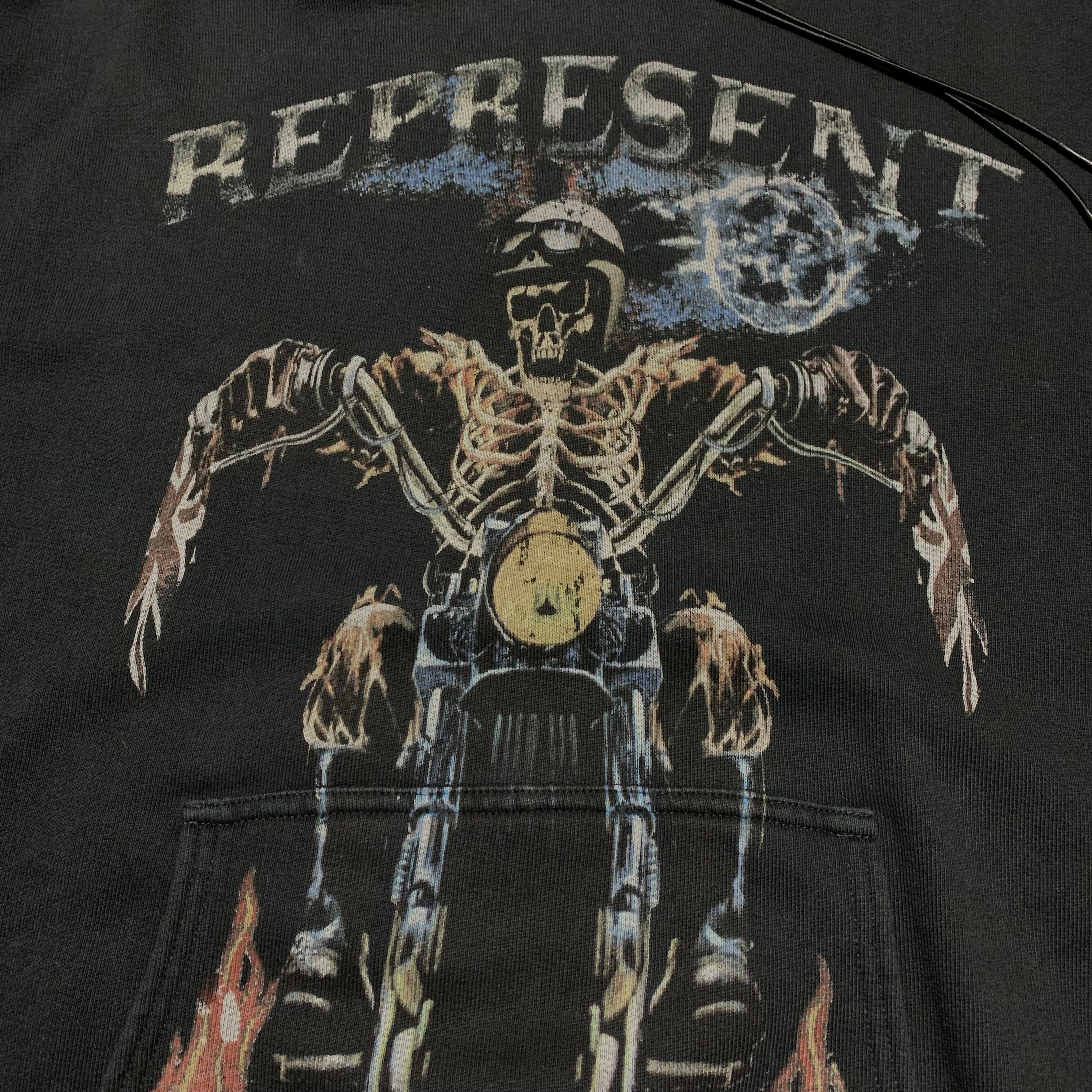 Represent Small Never Ride Faster Vintage Black Hoodie