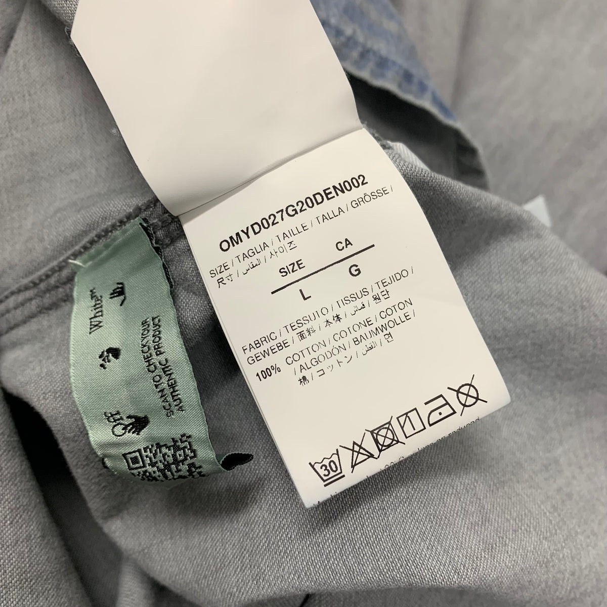 Off White Large Shirt Denim Blue Washed Long Sleeve Top Virgil Abloh