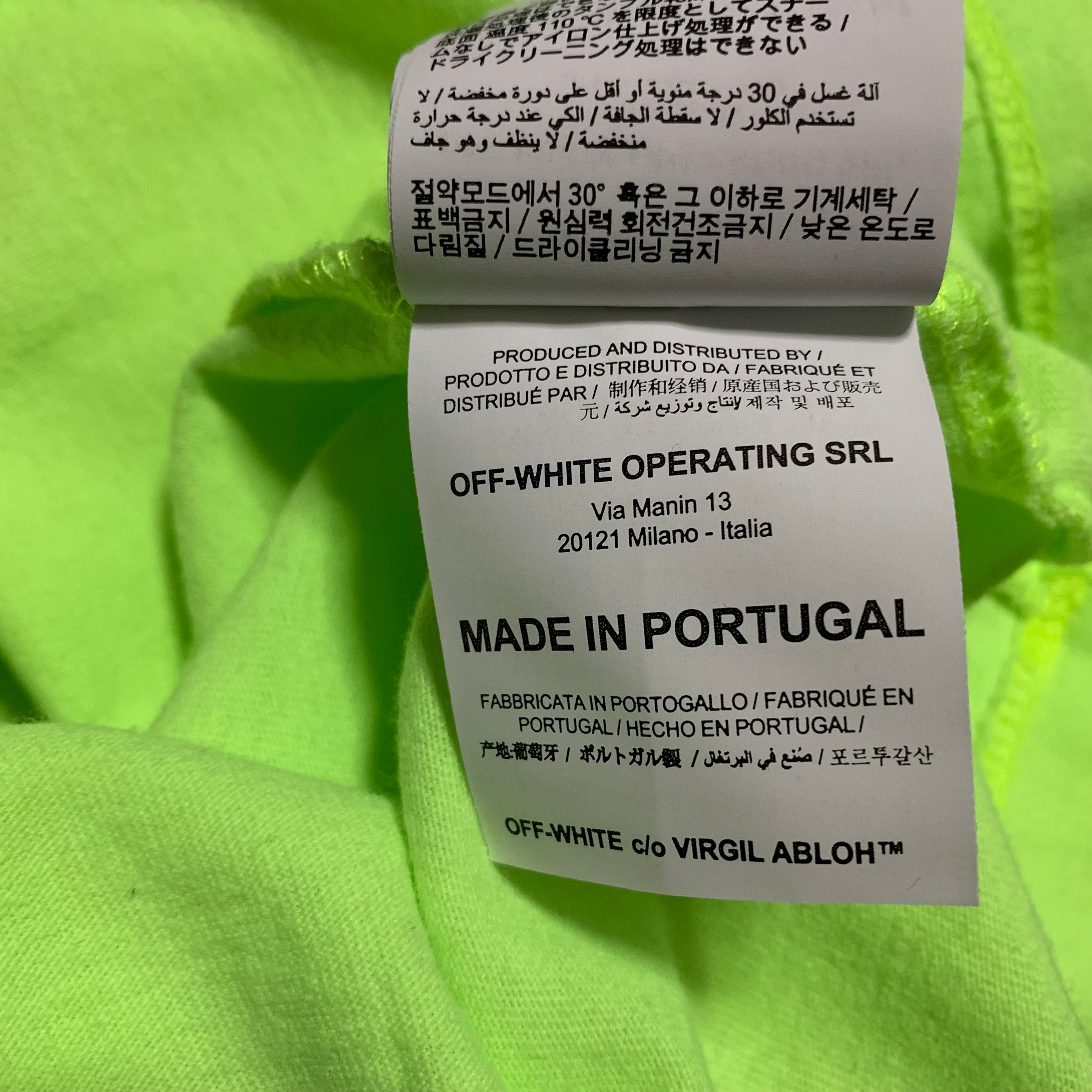 Off White Small Neon Green Arrows Tee Virgil Abloh (OMAA027R20185032)