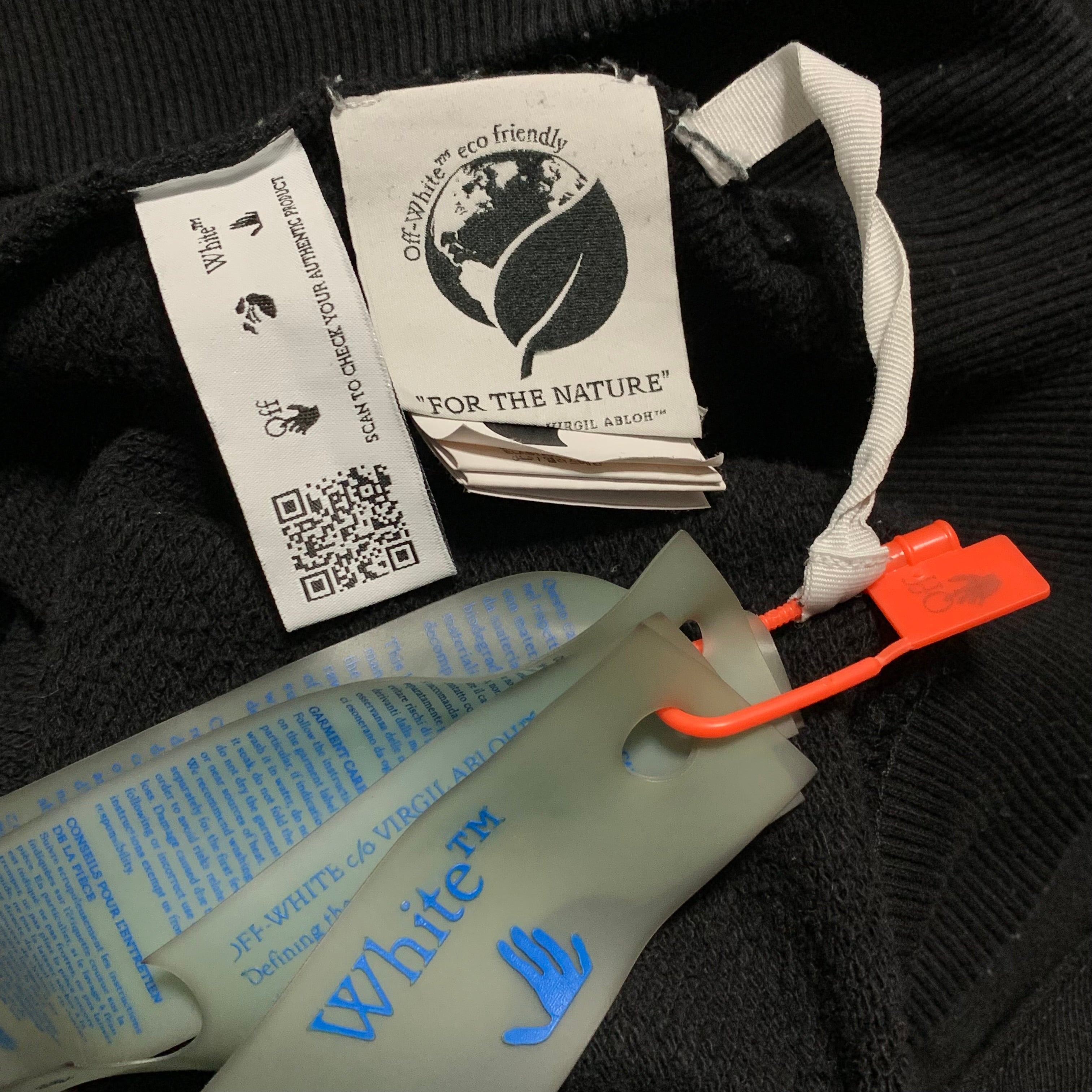 Off White XS Black Sweatshirt Crewneck Off Logo Short Vigil Abloh