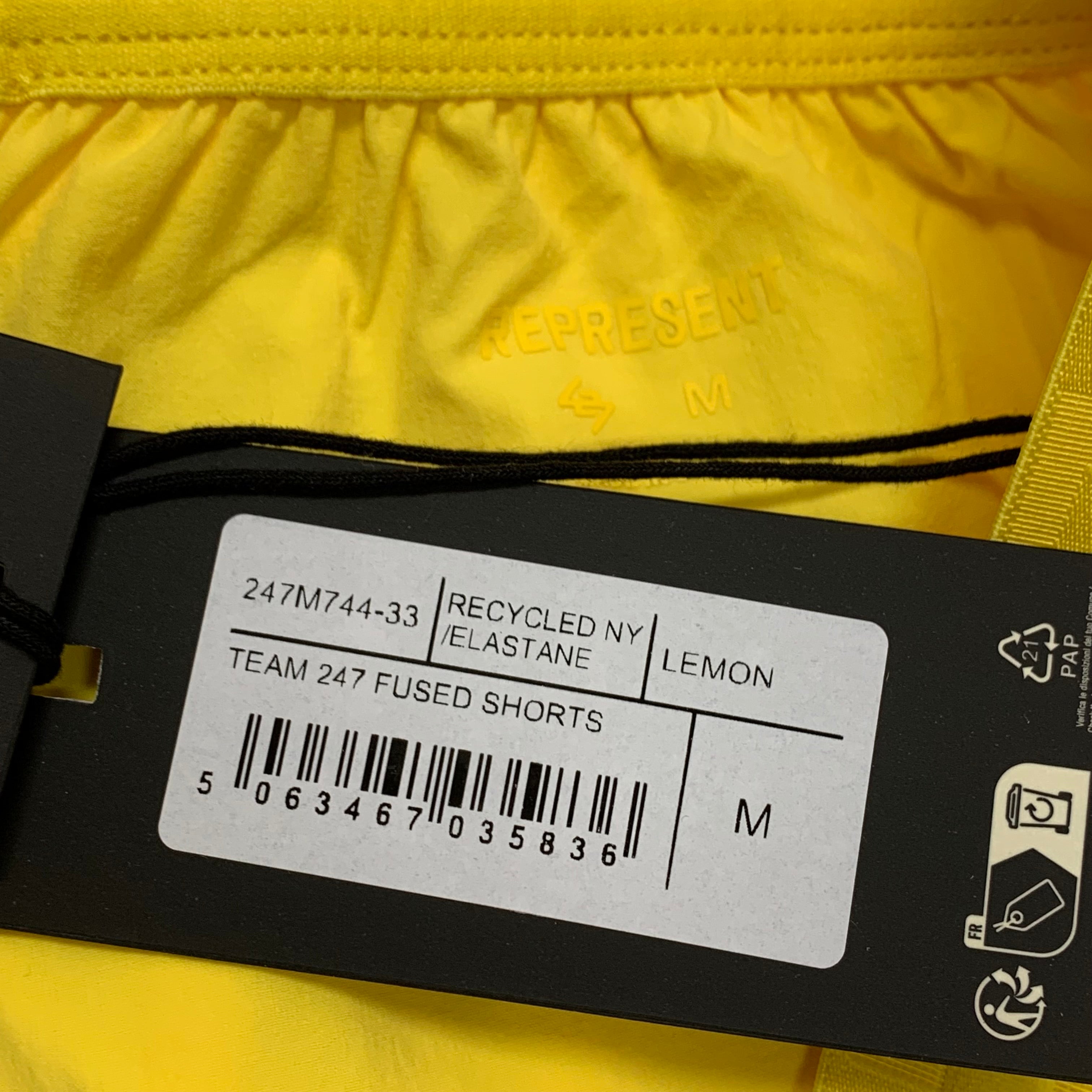 Represent Medium Shorts Team 247 Fused Shorts Lemom Yellow