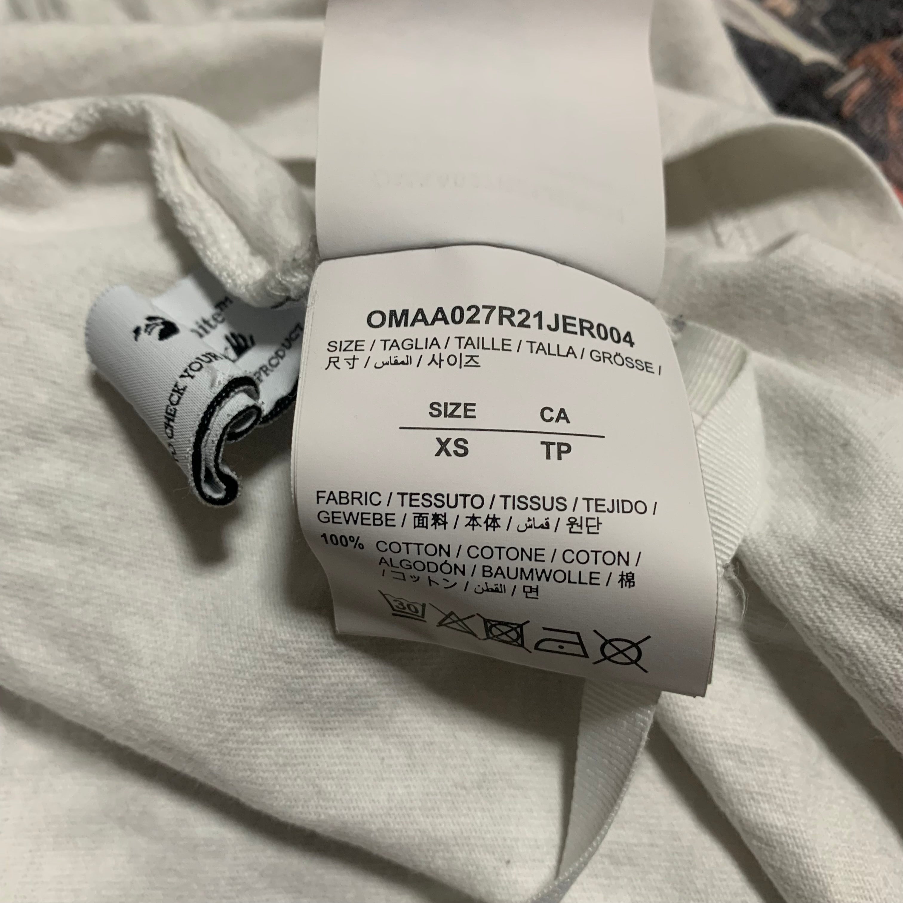 Off White XS Caravaggio Arrows White Tee Virgil Abloh