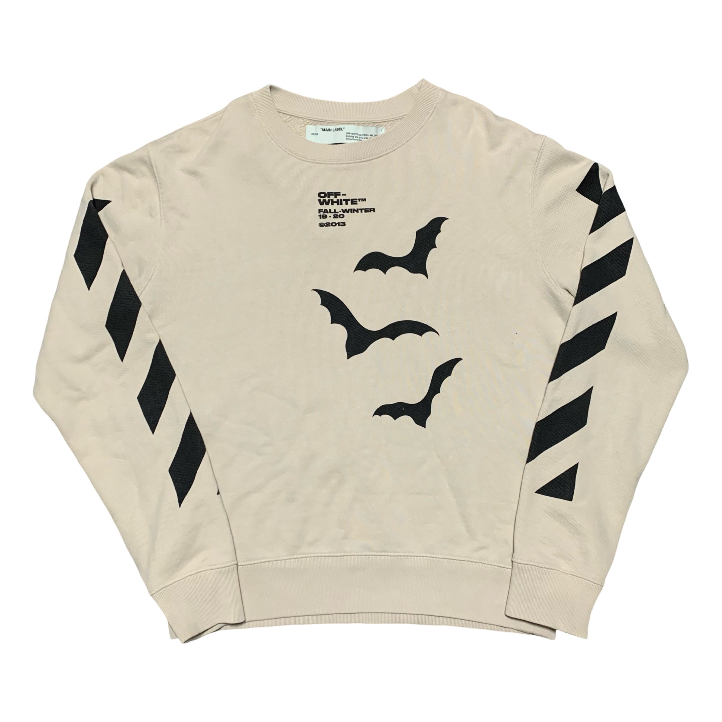 Off White Medium Bats Print Beige White Crewneck Sweatshirt Virgil Abloh