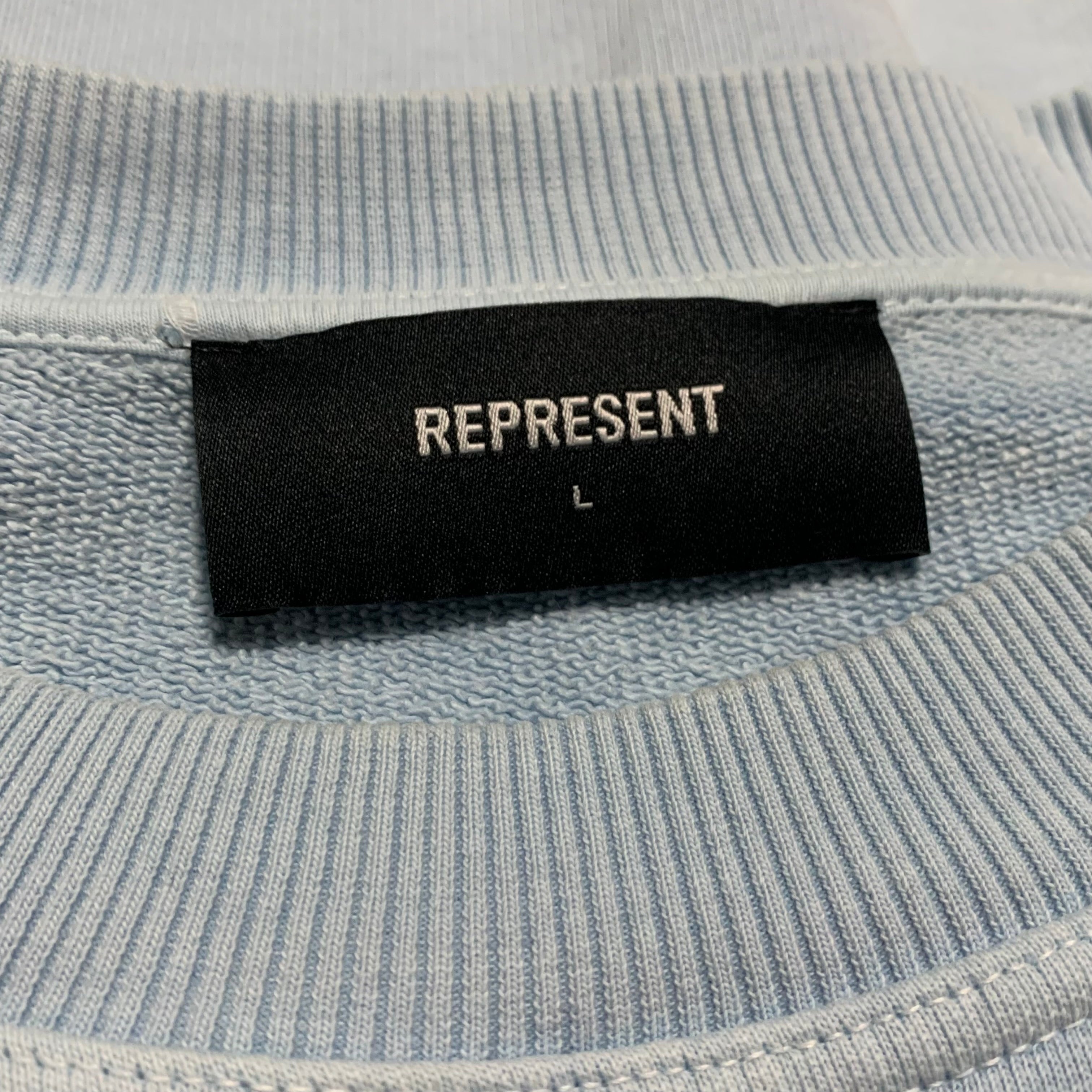 Represent Large Worldwide Powder Blue Sweater Sweatshirt Crewneck