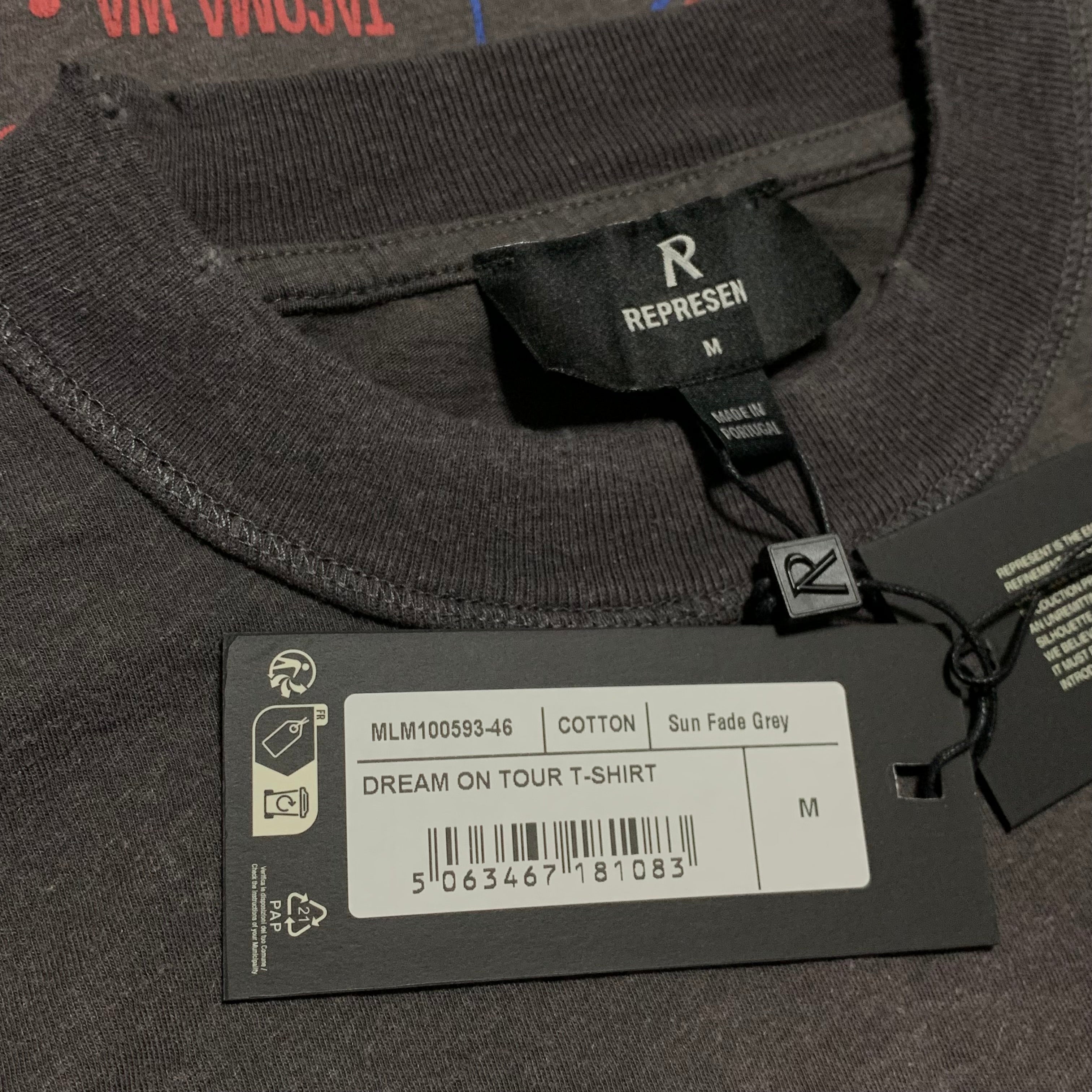 Represent Medium Dream On Tour Sun Fade Grey Tee