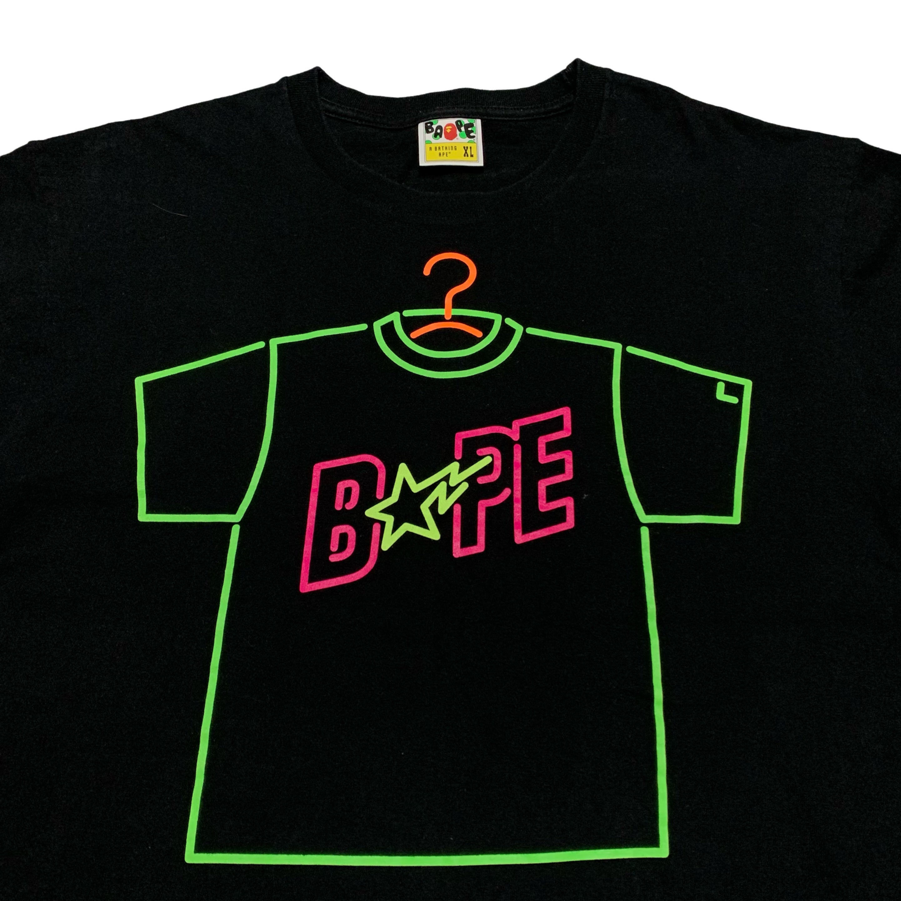 Bape XL Dover Street Market Plus Fluro Graphic Black Tee A Bathing Ape