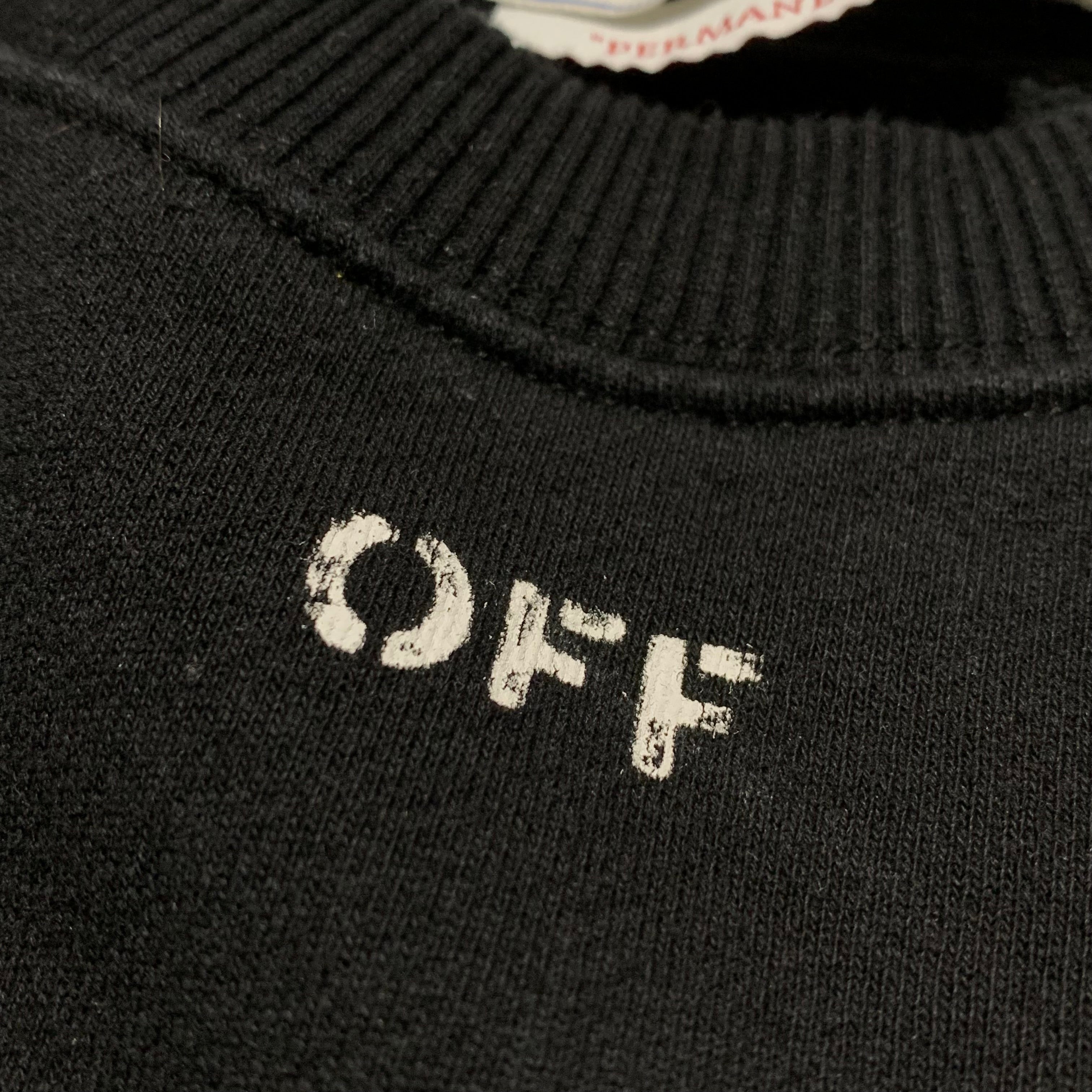 Off White XS Black Sweatshirt Crewneck Off Logo Short Vigil Abloh