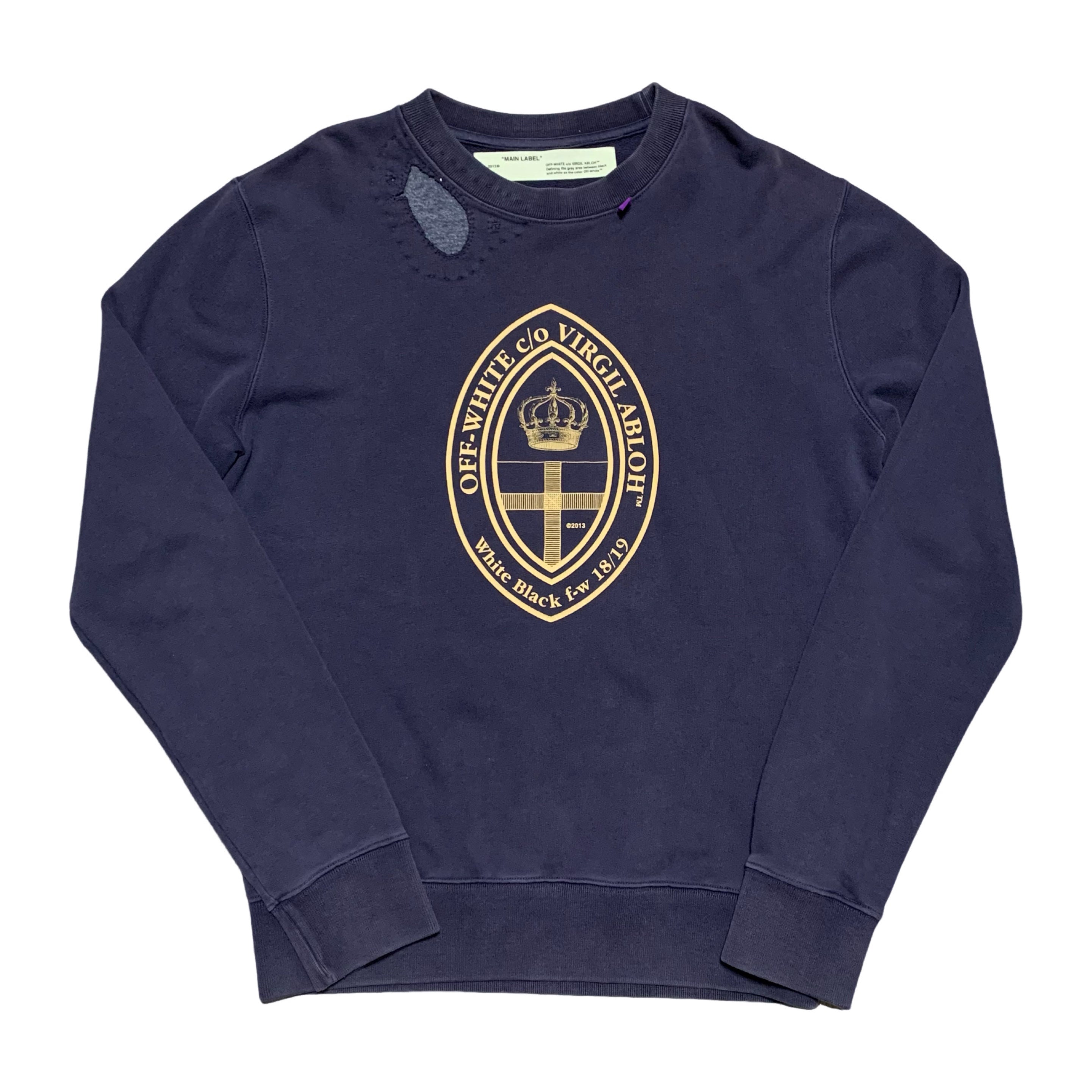 Off White Medium Church Crew Blue Sweatshirt Virgil Abloh